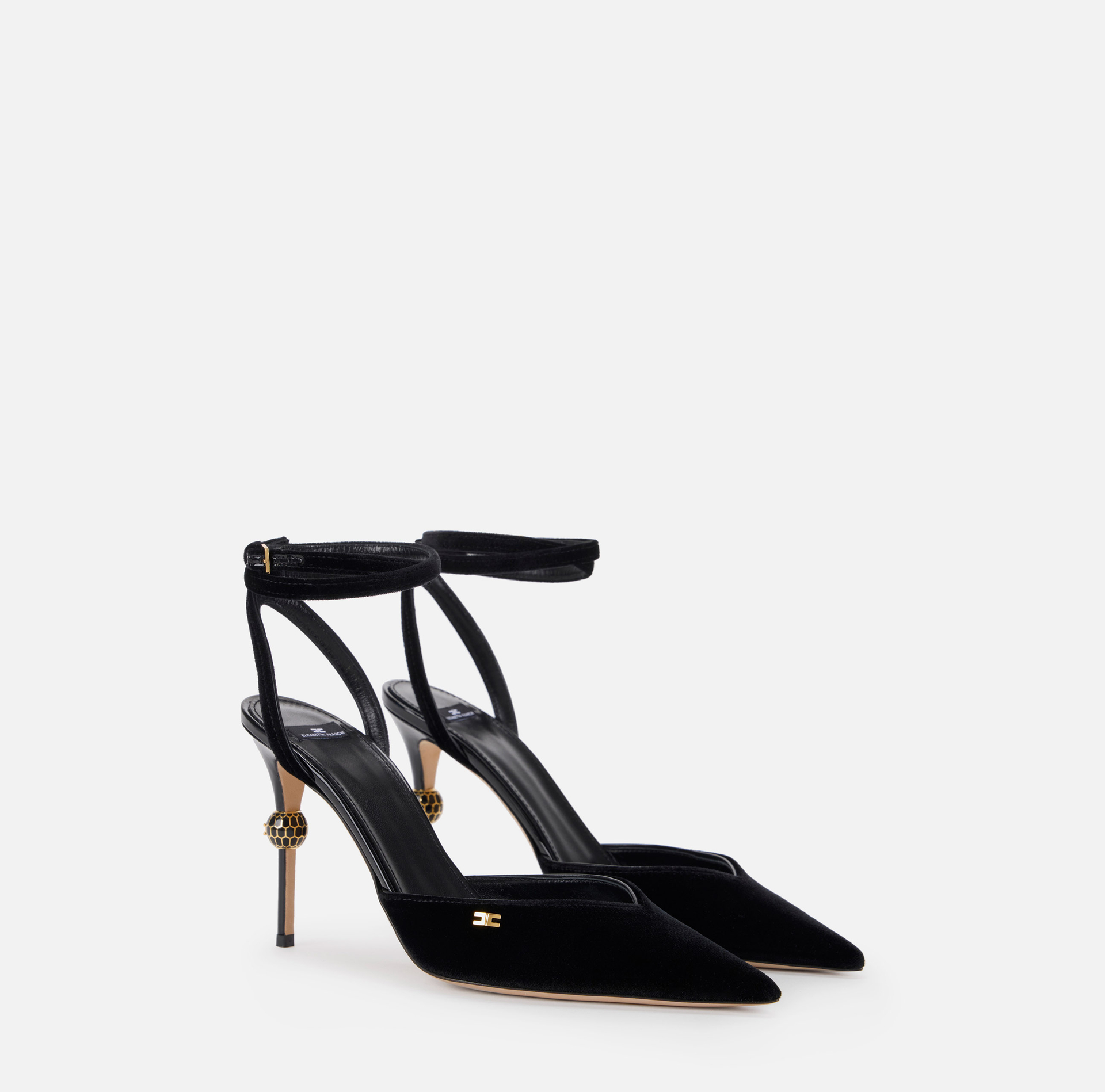 Zapatos destalonados de piel con tacón joya - Elisabetta Franchi
