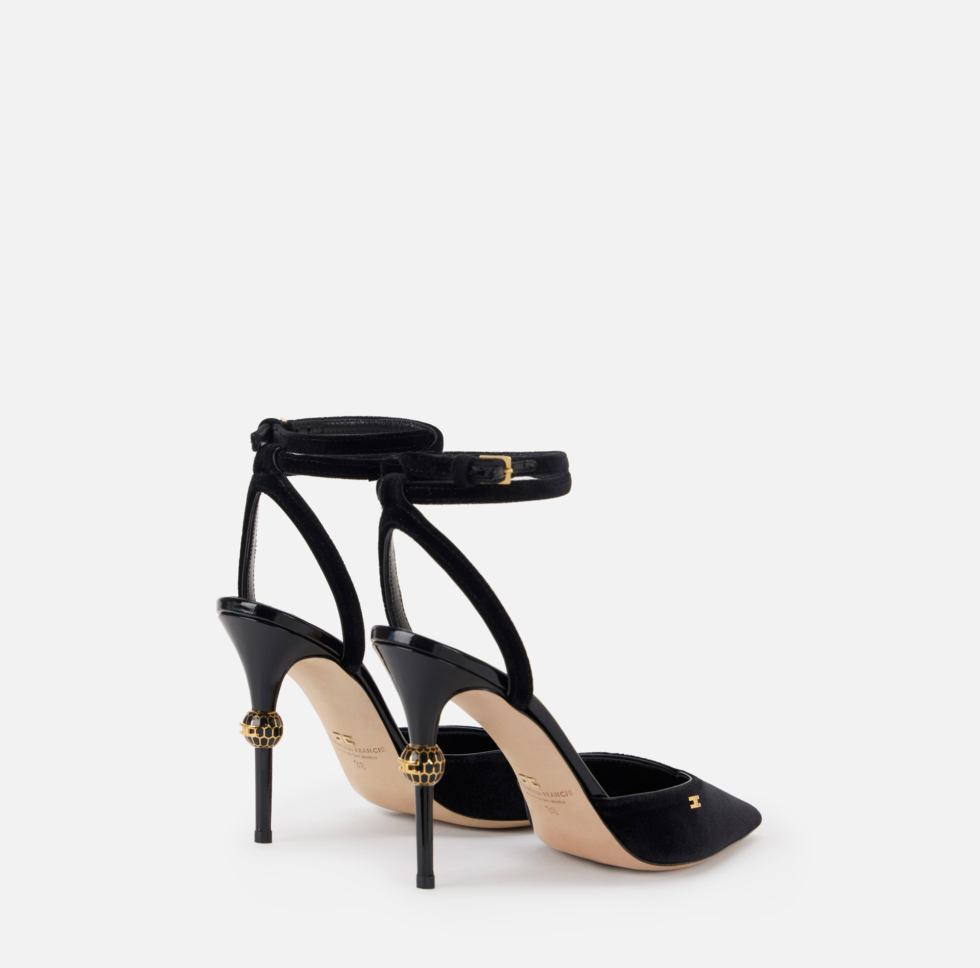 Zapatos destalonados de piel con tacón joya - Elisabetta Franchi