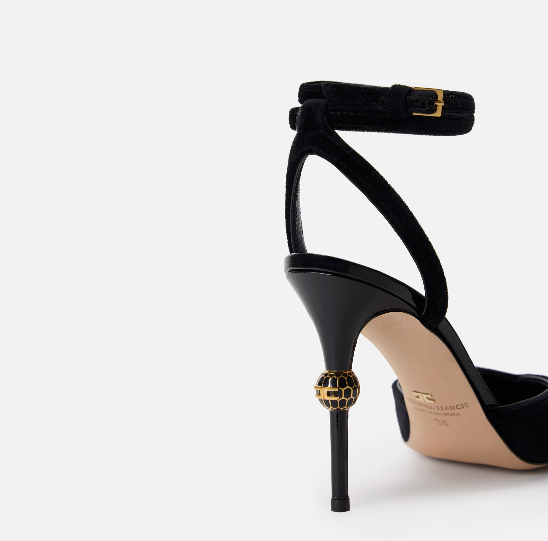 Zapatos destalonados de piel con tacón joya - Elisabetta Franchi