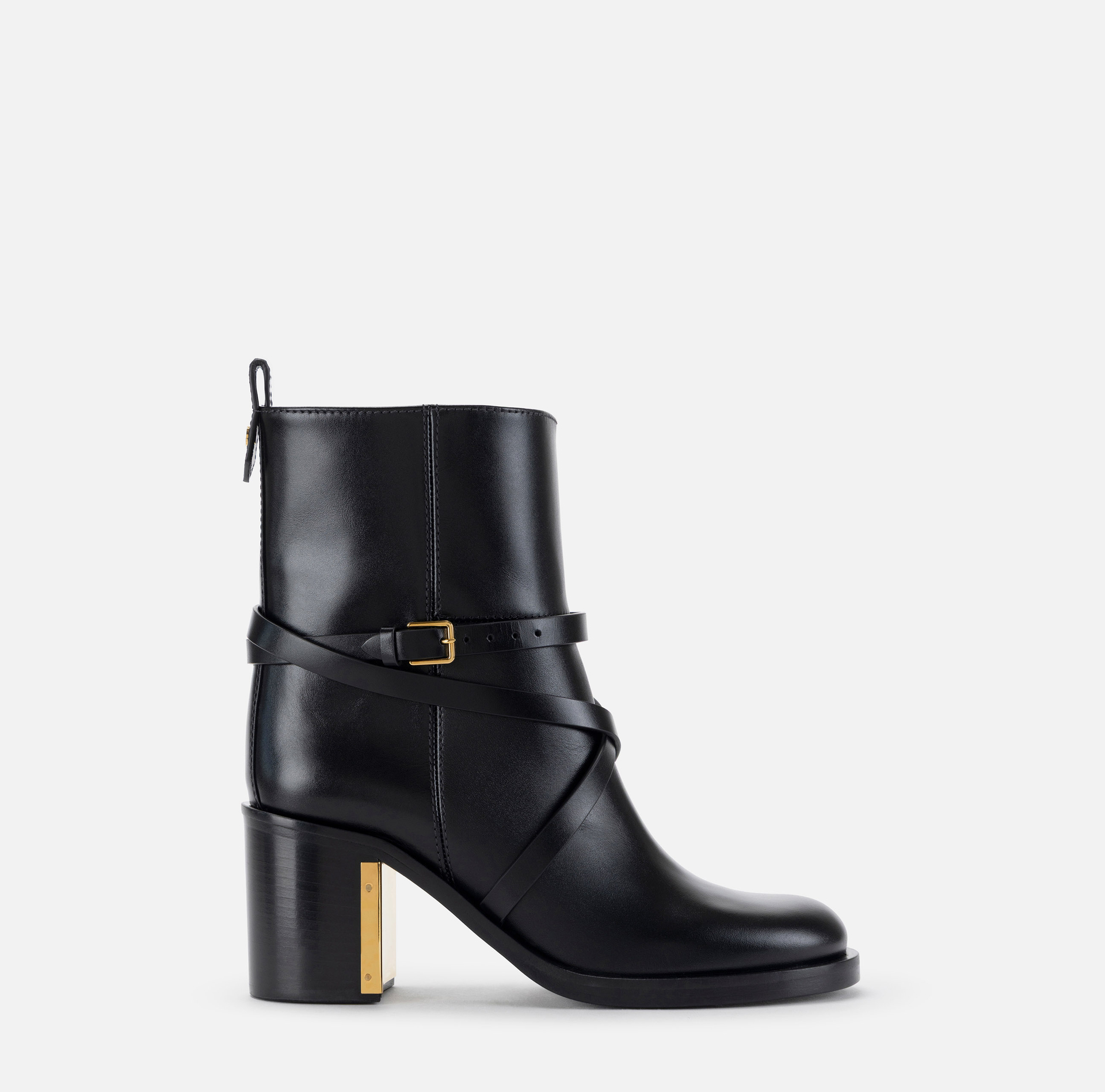 Botas cortas de piel con tiras - Elisabetta Franchi
