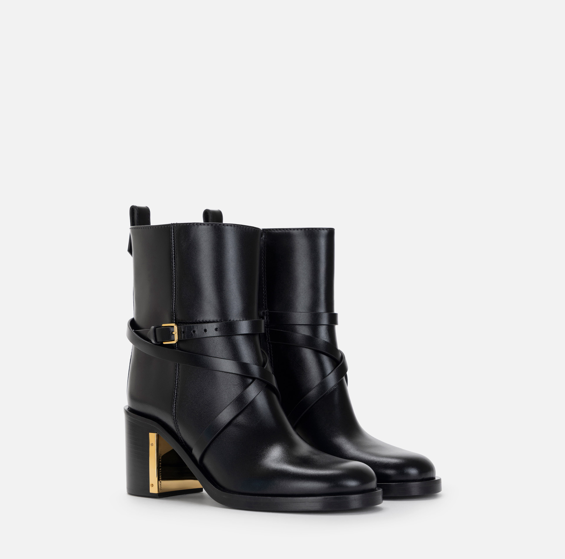Botas cortas de piel con tiras - Elisabetta Franchi