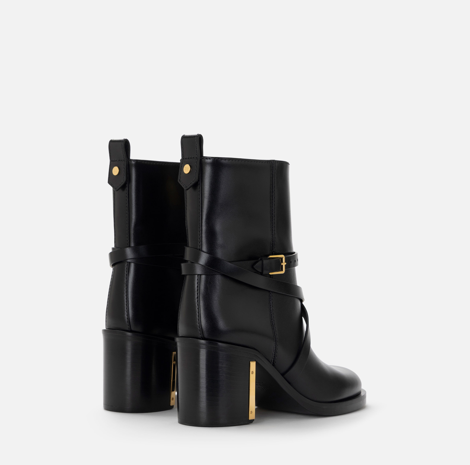 Botas cortas de piel con tiras - Elisabetta Franchi