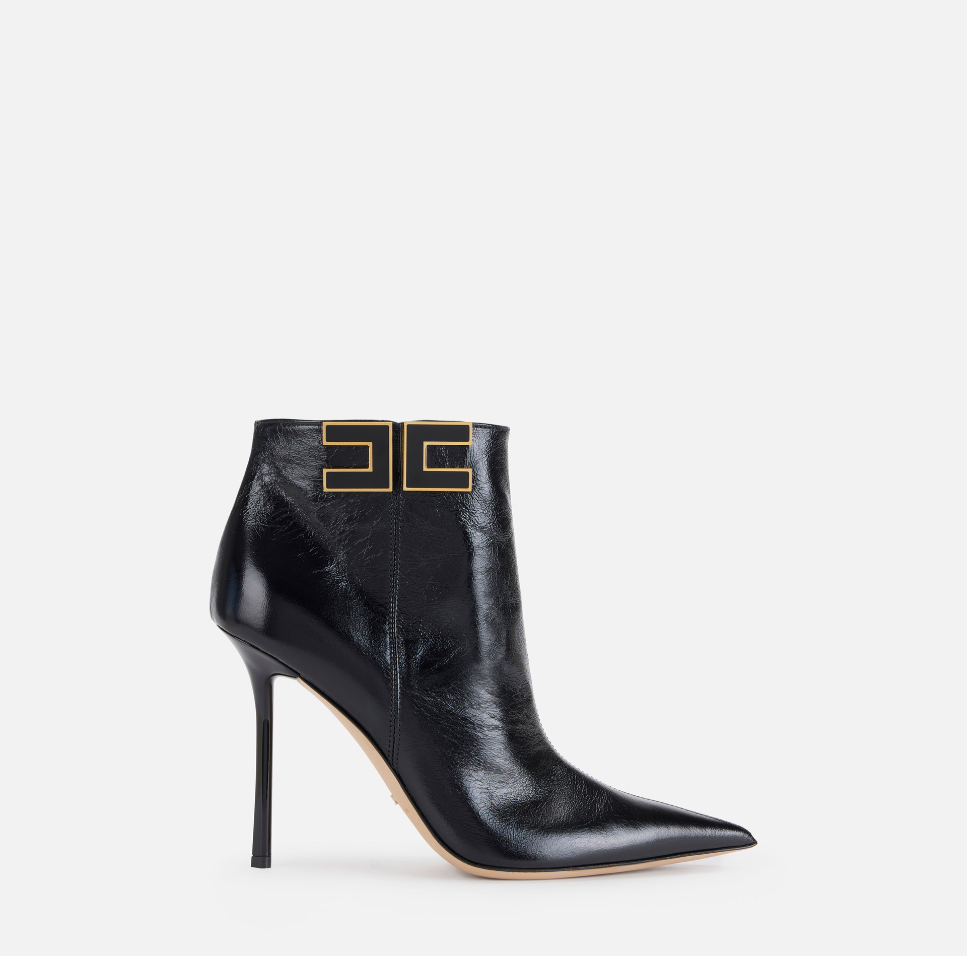 Stiefel aus Leder mit Logo-Detail - Elisabetta Franchi