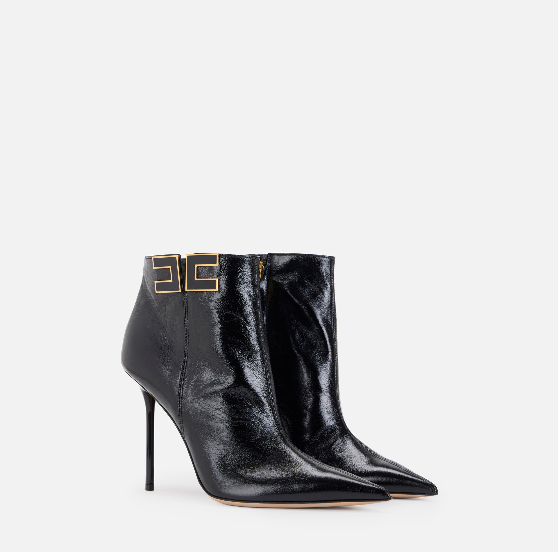 Stiefel aus Leder mit Logo-Detail - Elisabetta Franchi