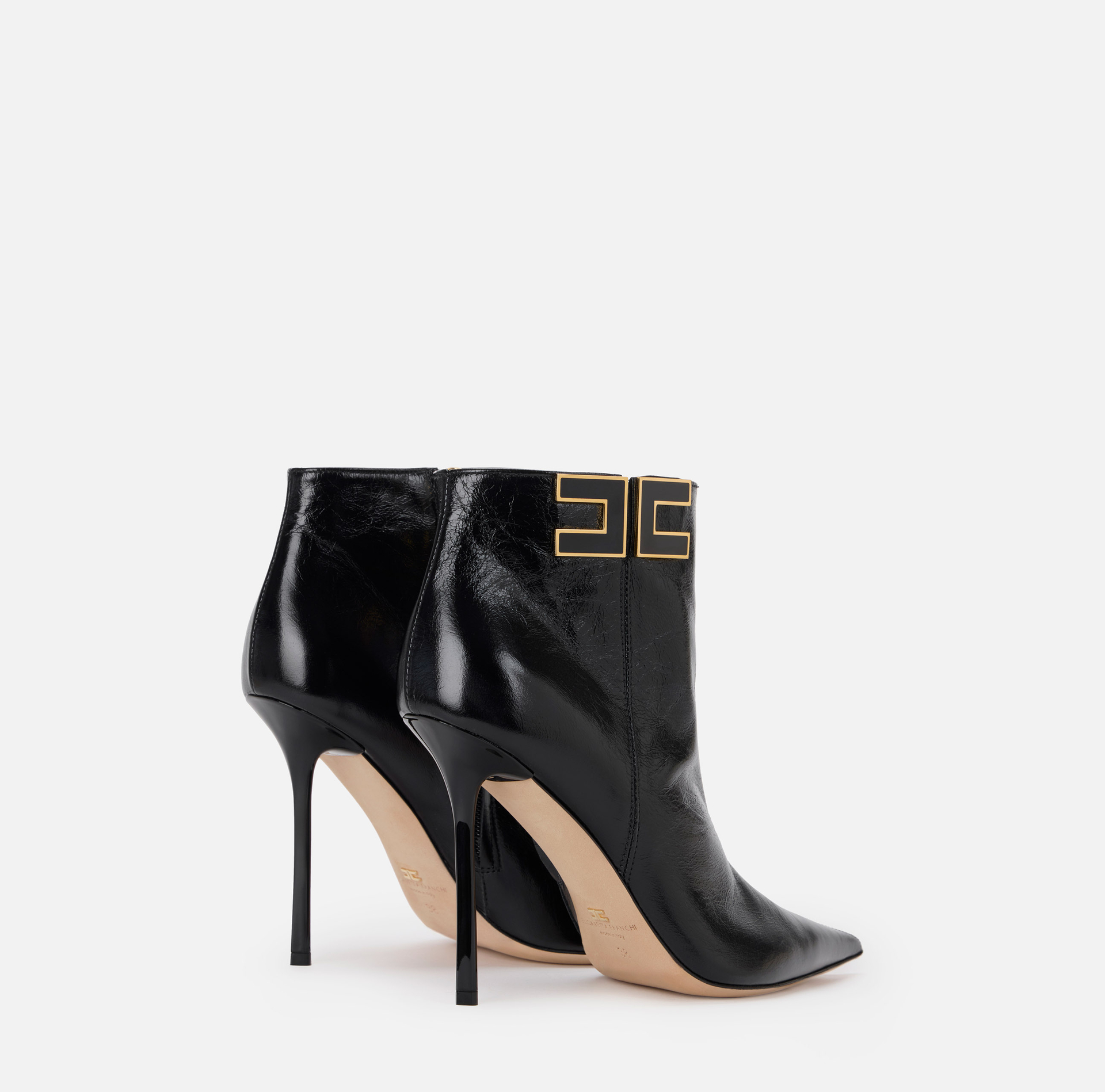 Stiefel aus Leder mit Logo-Detail - Elisabetta Franchi
