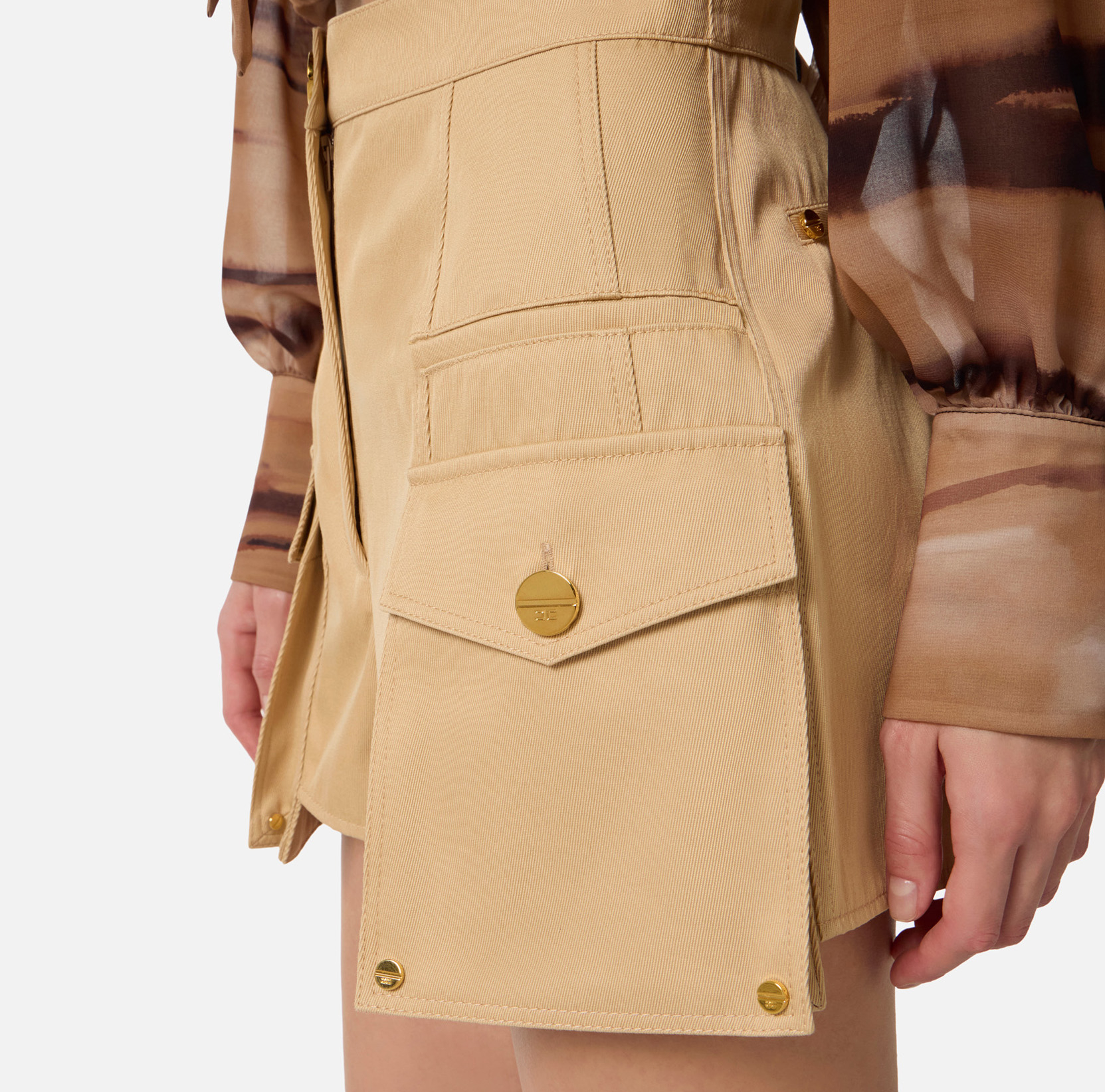 Cotton gabardine shorts with cargo pockets - Elisabetta Franchi