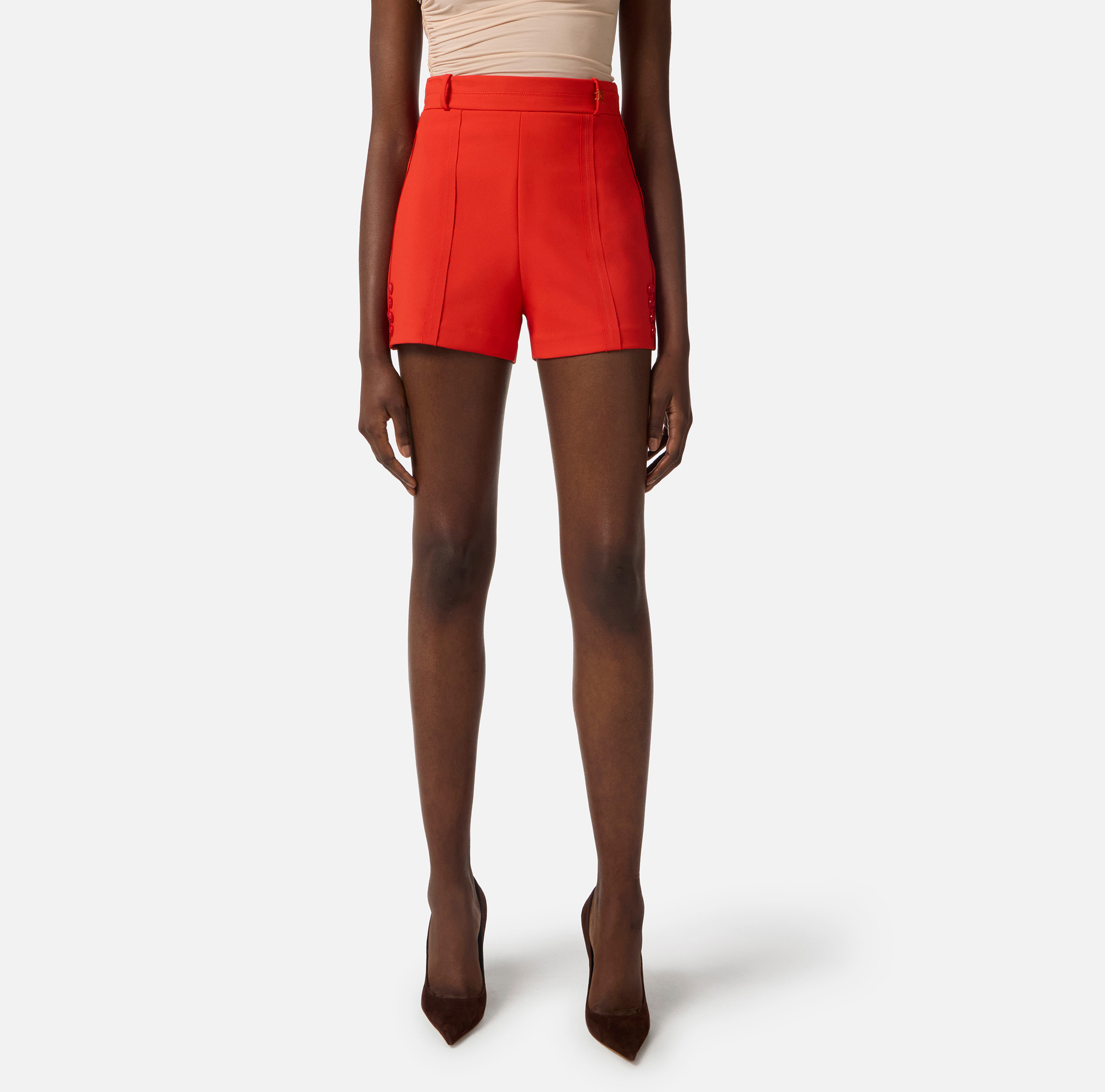 Szorty z lekkiej krepy z nieobrębianego materiału - Elisabetta Franchi