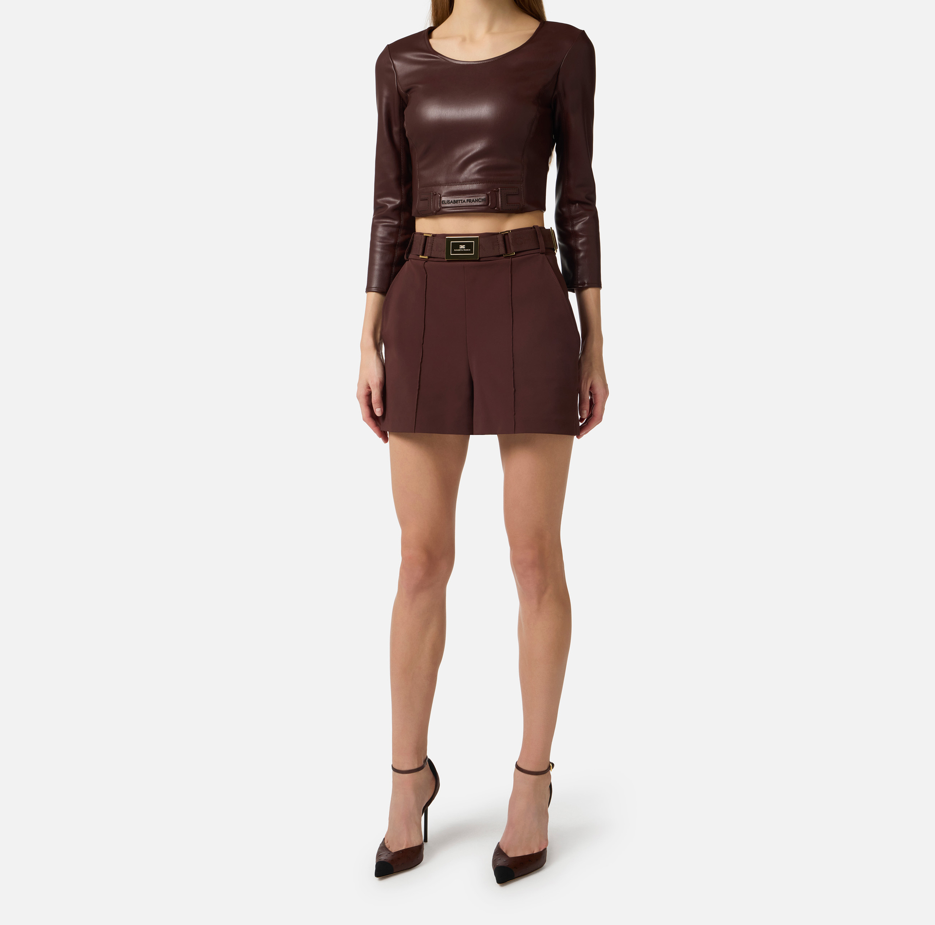 Shorts in technical bi-elastic fabric with belt - Elisabetta Franchi