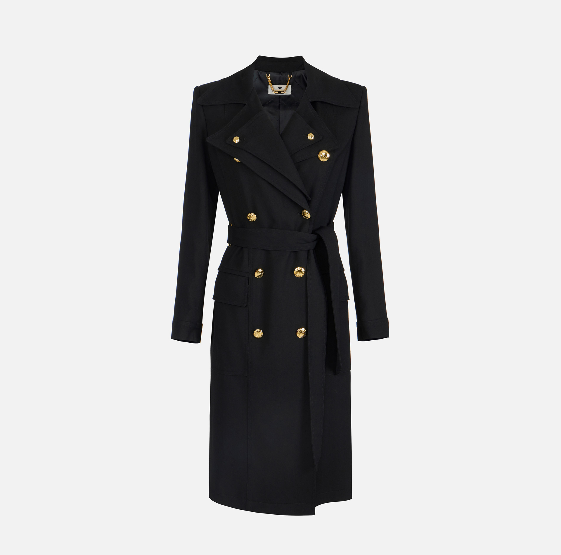 Gabardine trench coat with double lapels - Elisabetta Franchi