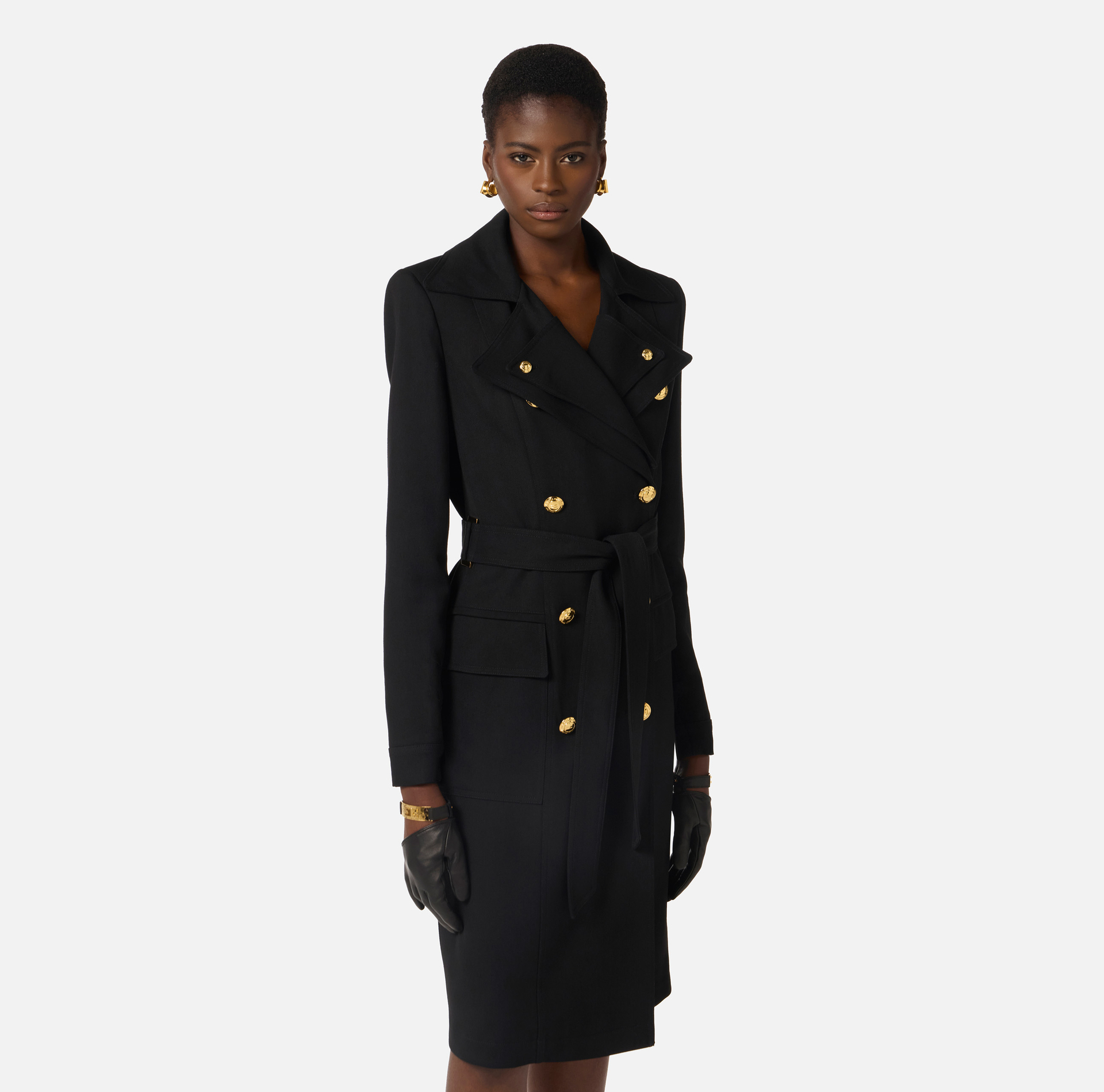 Gabardine trench coat with double lapels - Elisabetta Franchi