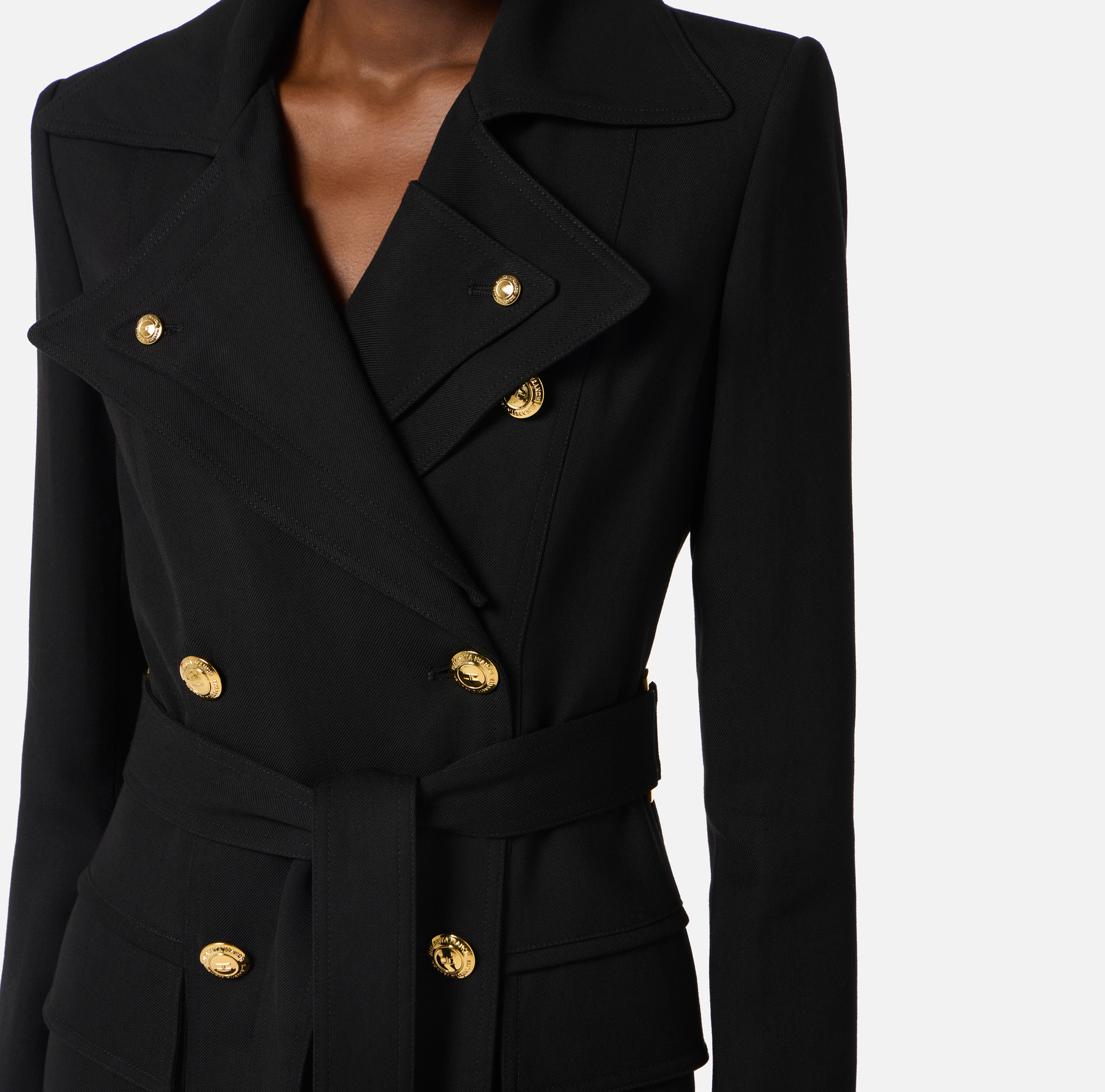 Gabardine trench coat with double lapels - Elisabetta Franchi