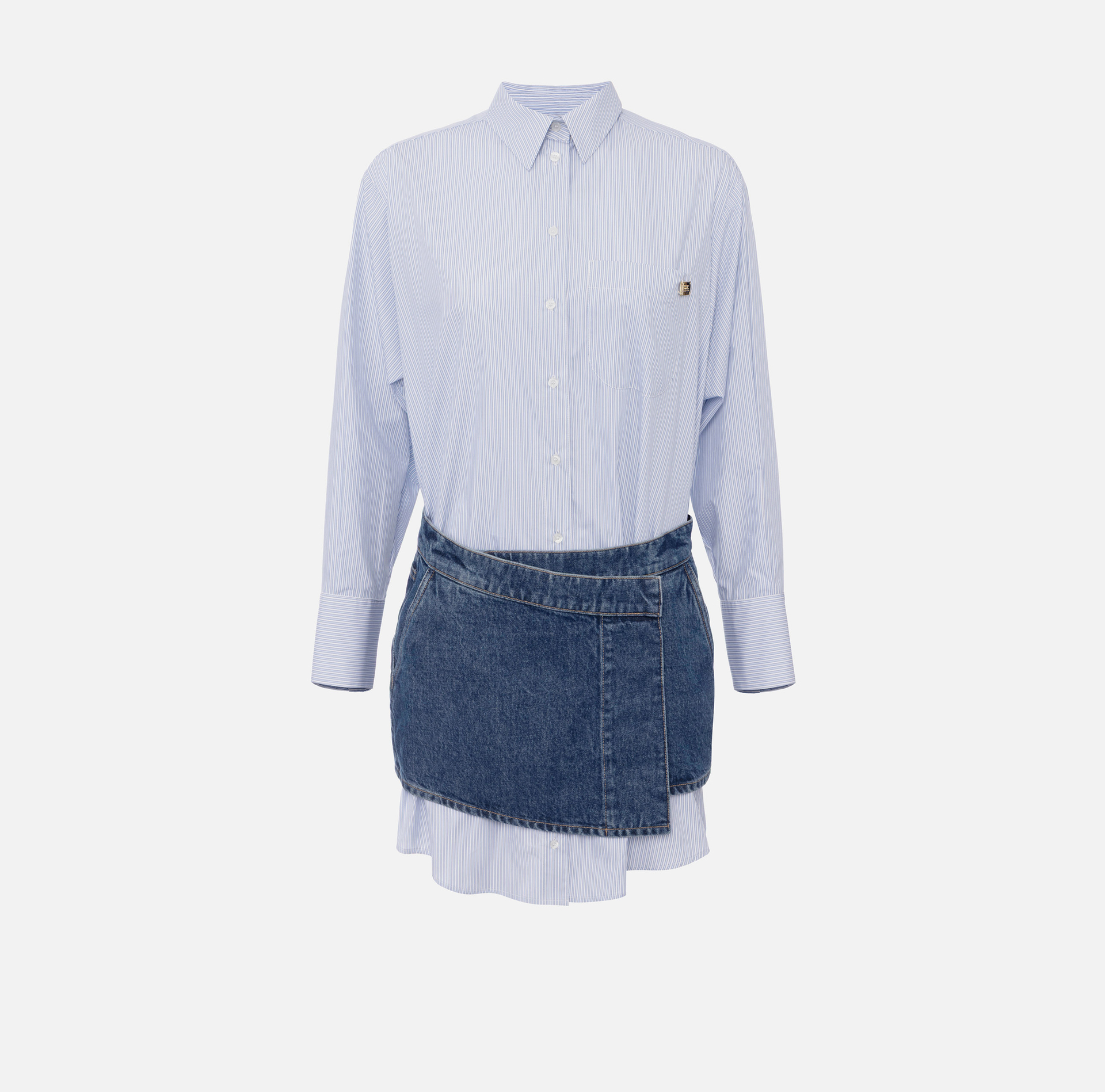Robe en popeline de coton et denim - Elisabetta Franchi