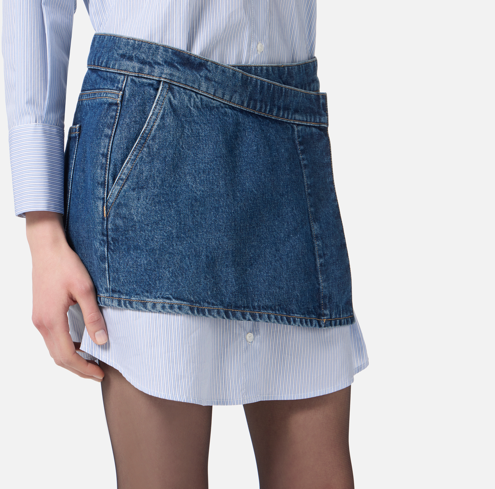 Robe en popeline de coton et denim - Elisabetta Franchi