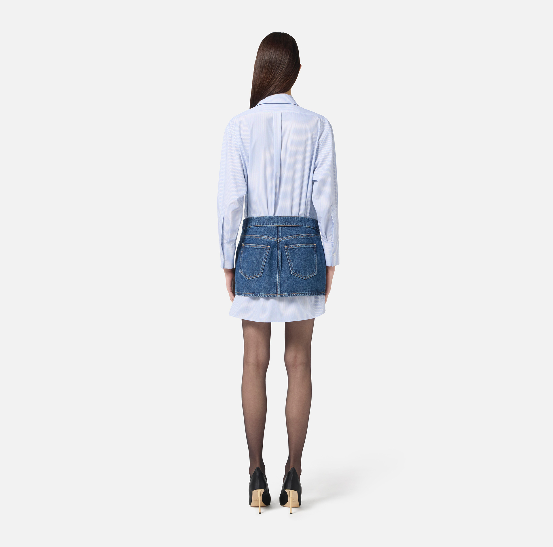 Robe en popeline de coton et denim - Elisabetta Franchi