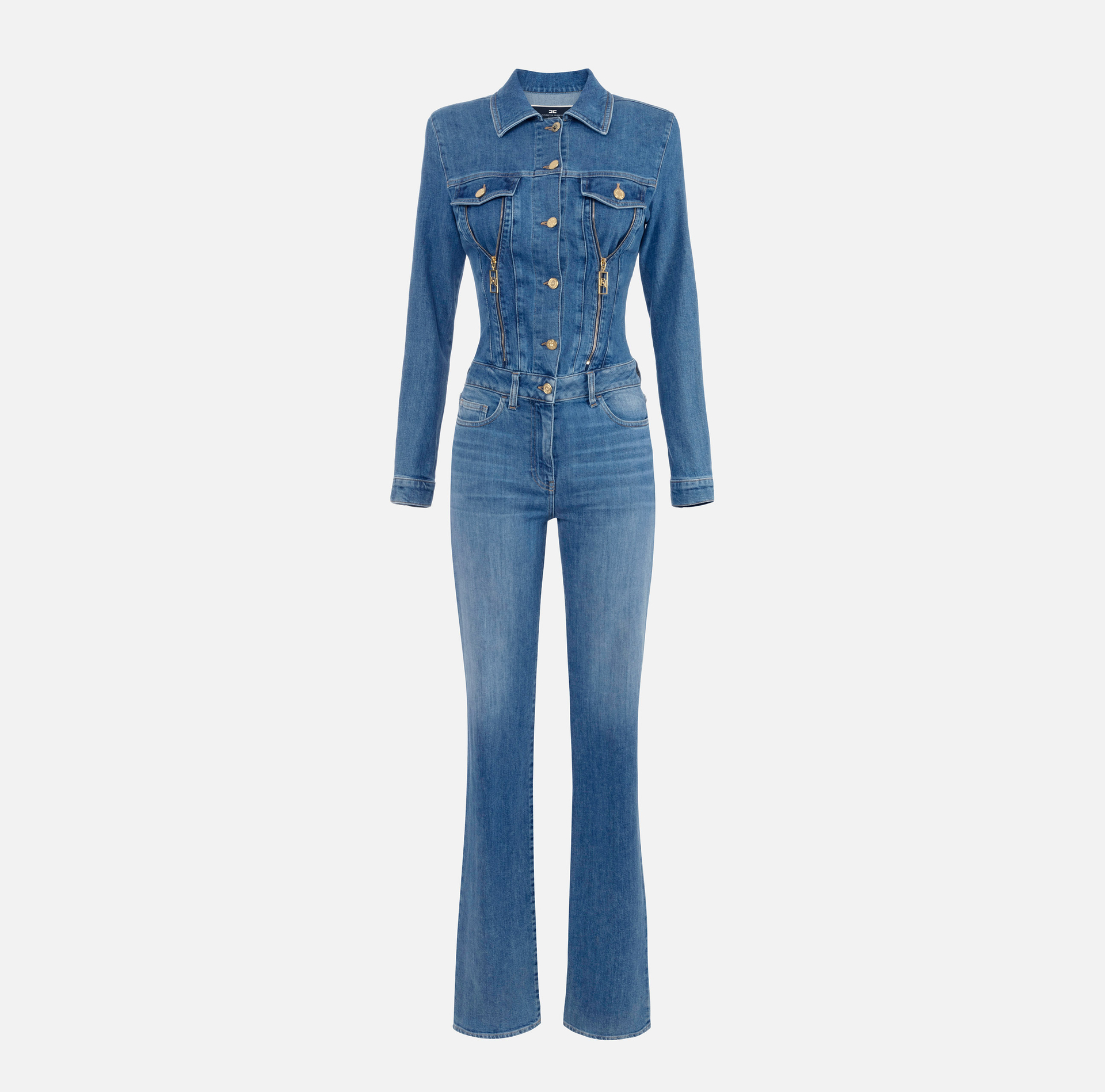 Tuta in denim con zip e spalline - Elisabetta Franchi