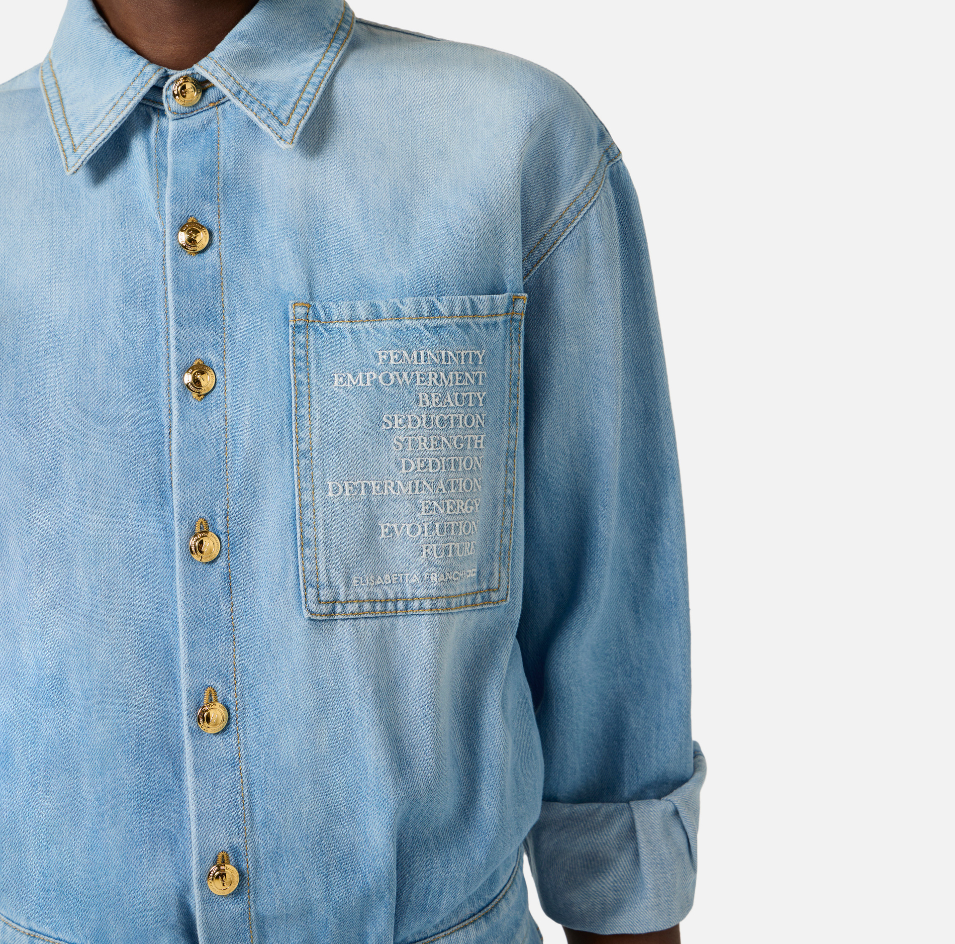 Combinaison en denim avec détail lettrage - Elisabetta Franchi