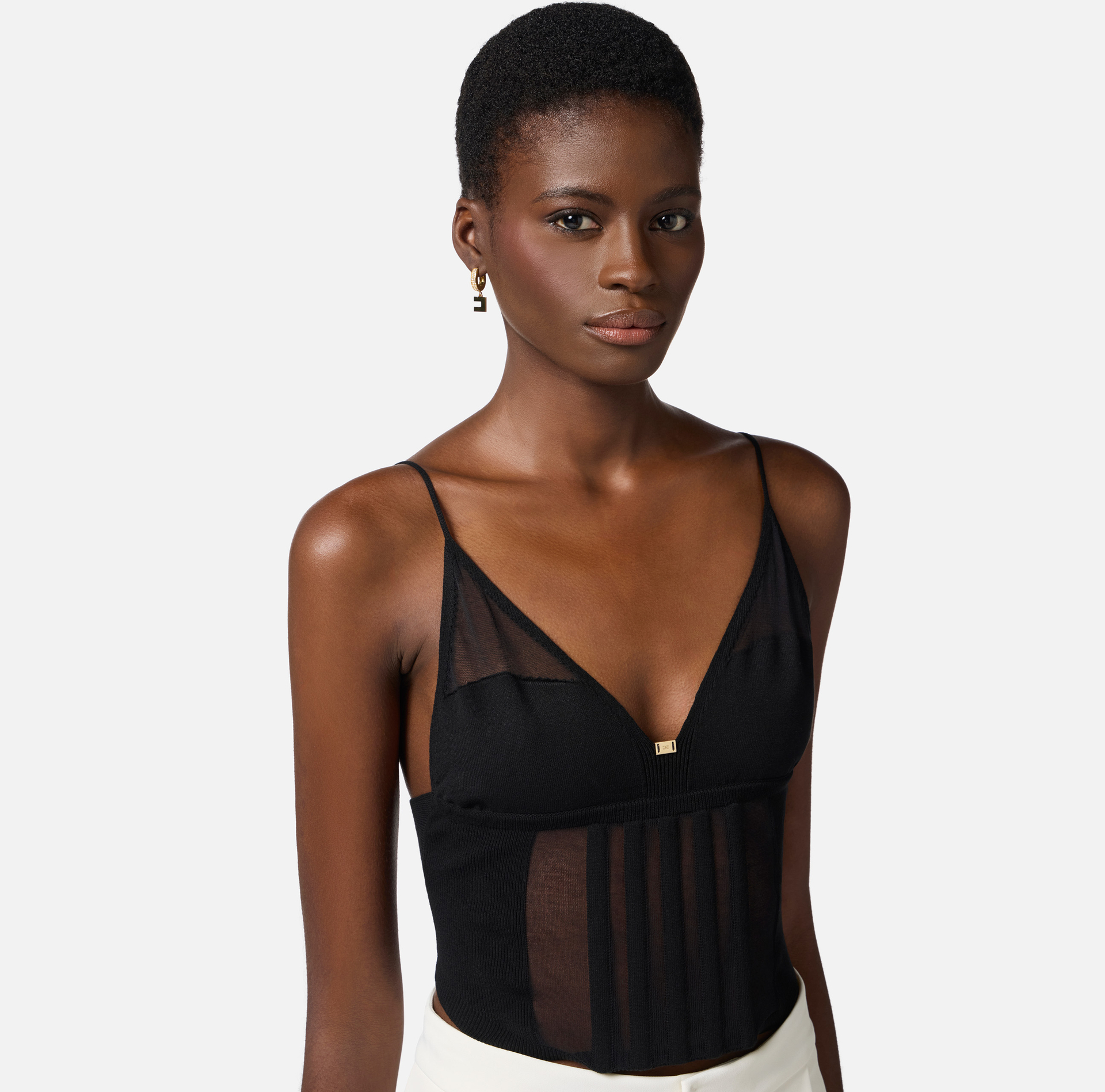 Top con trasparenze e tagli corsetto - Elisabetta Franchi