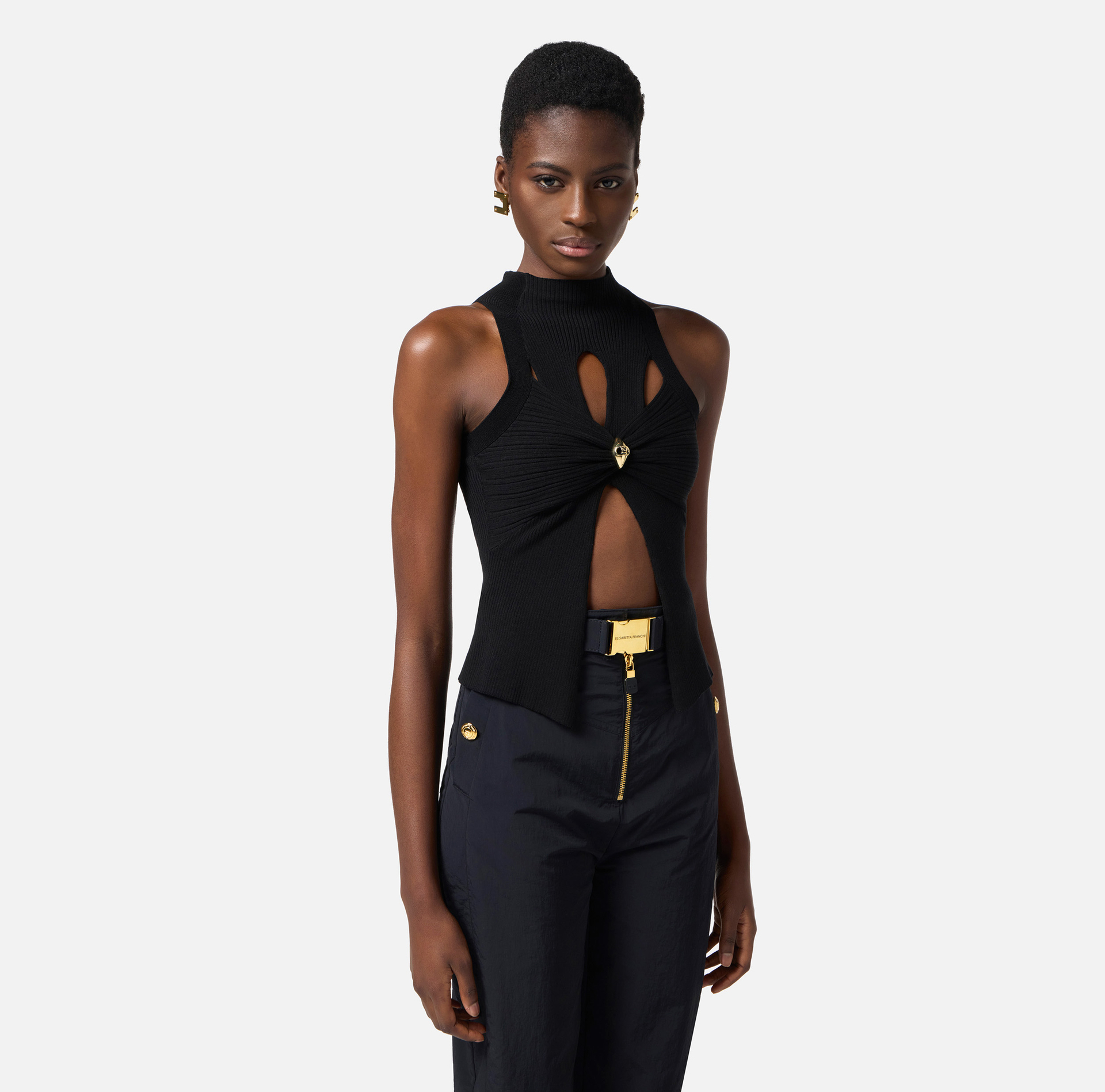 Canotta a costine con cut-out - Elisabetta Franchi