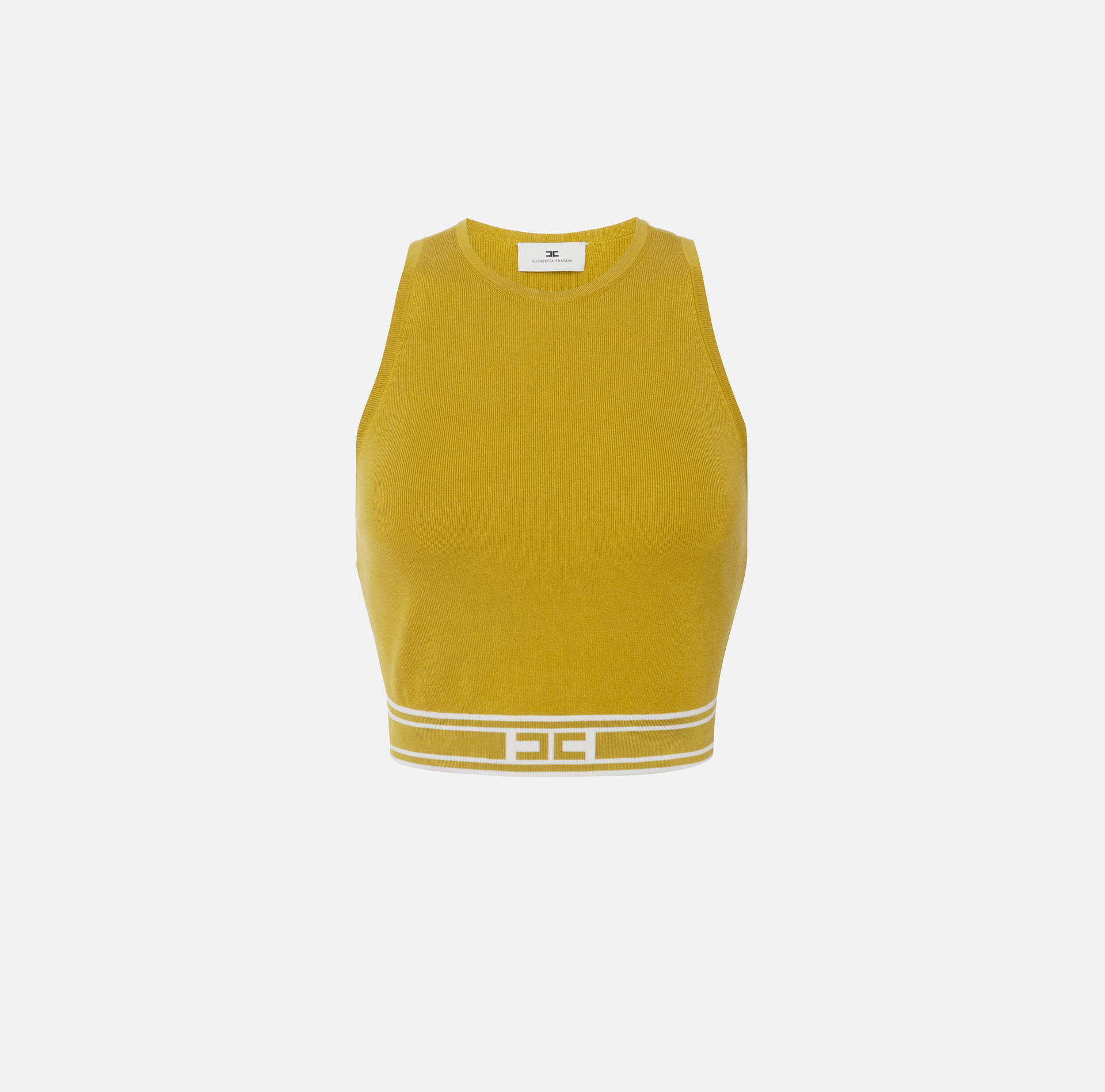Cropped top in viscosa con bande a contrasto - ABBIGLIAMENTO - Elisabetta Franchi