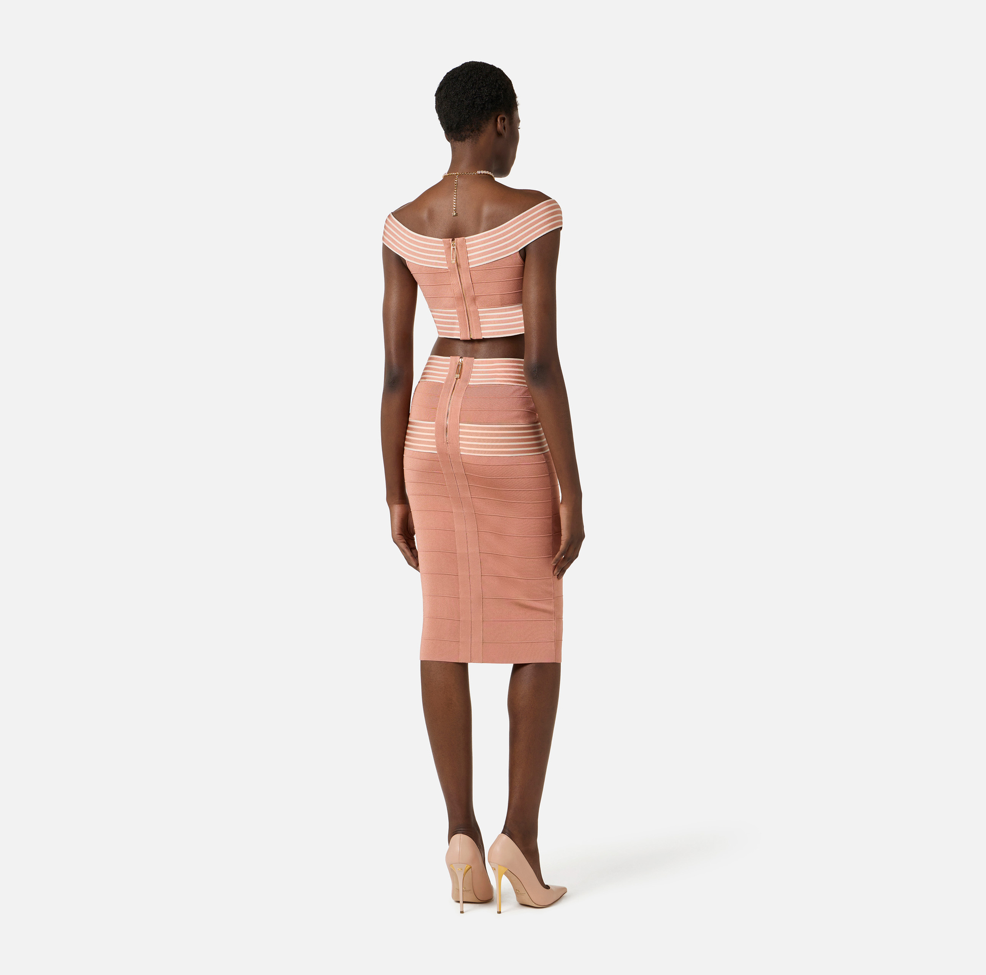 Knit fabric top with striped bands - Elisabetta Franchi