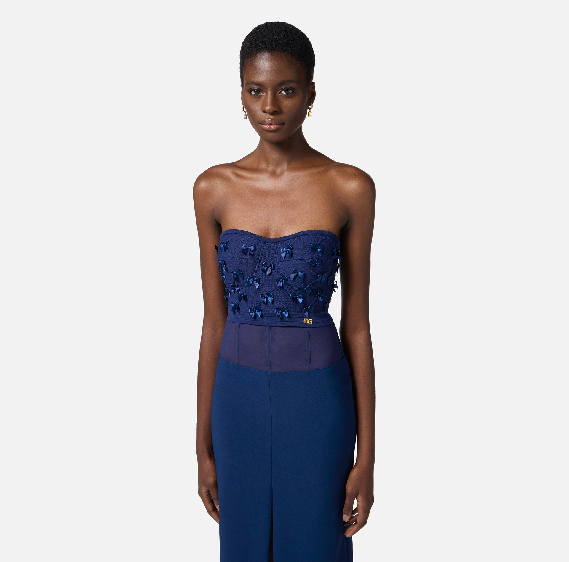 Top in stretch viscose fabric with all-over bows - Elisabetta Franchi