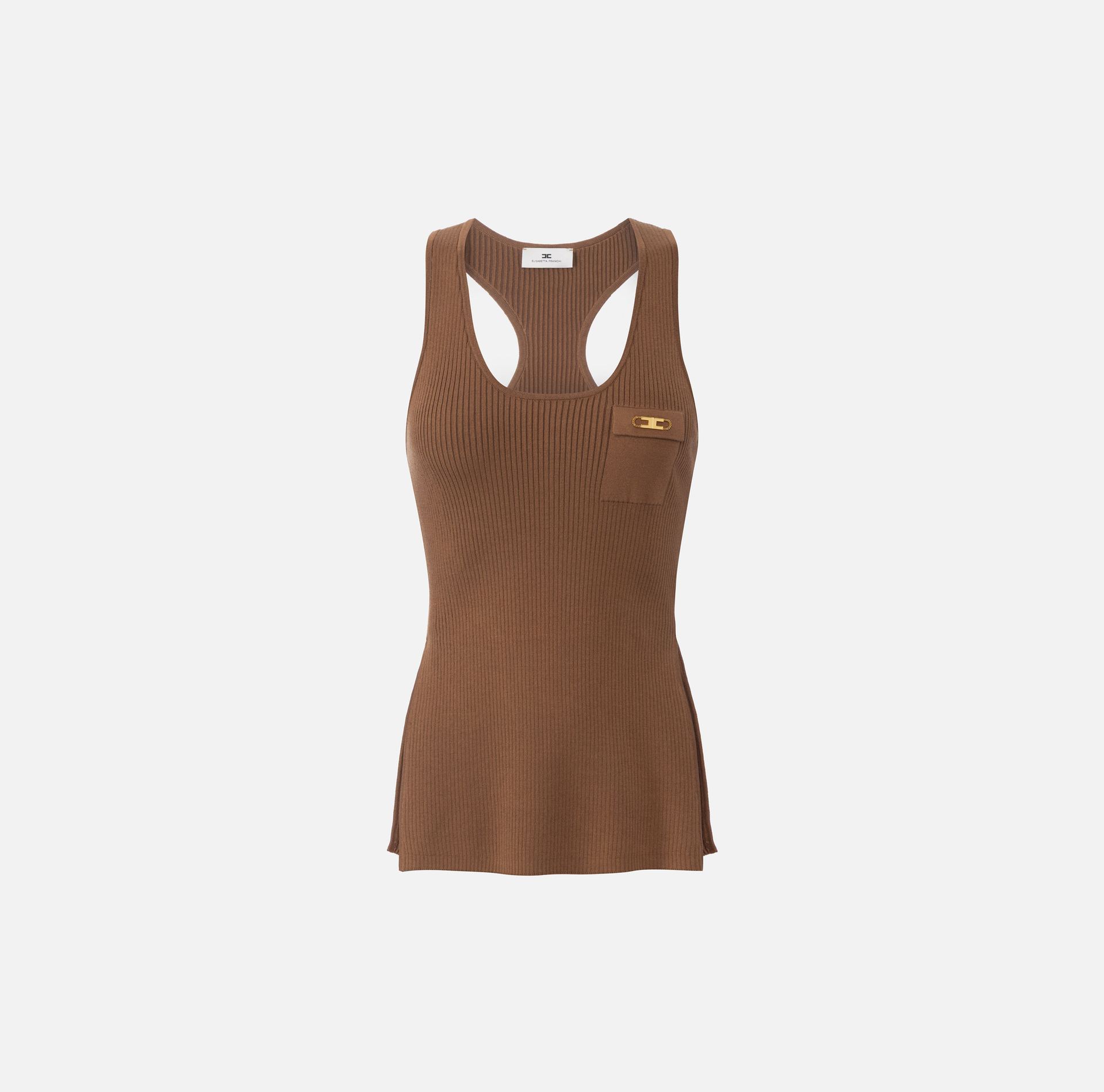 Top in ribbed knit fabric with breast pocket - Elisabetta Franchi