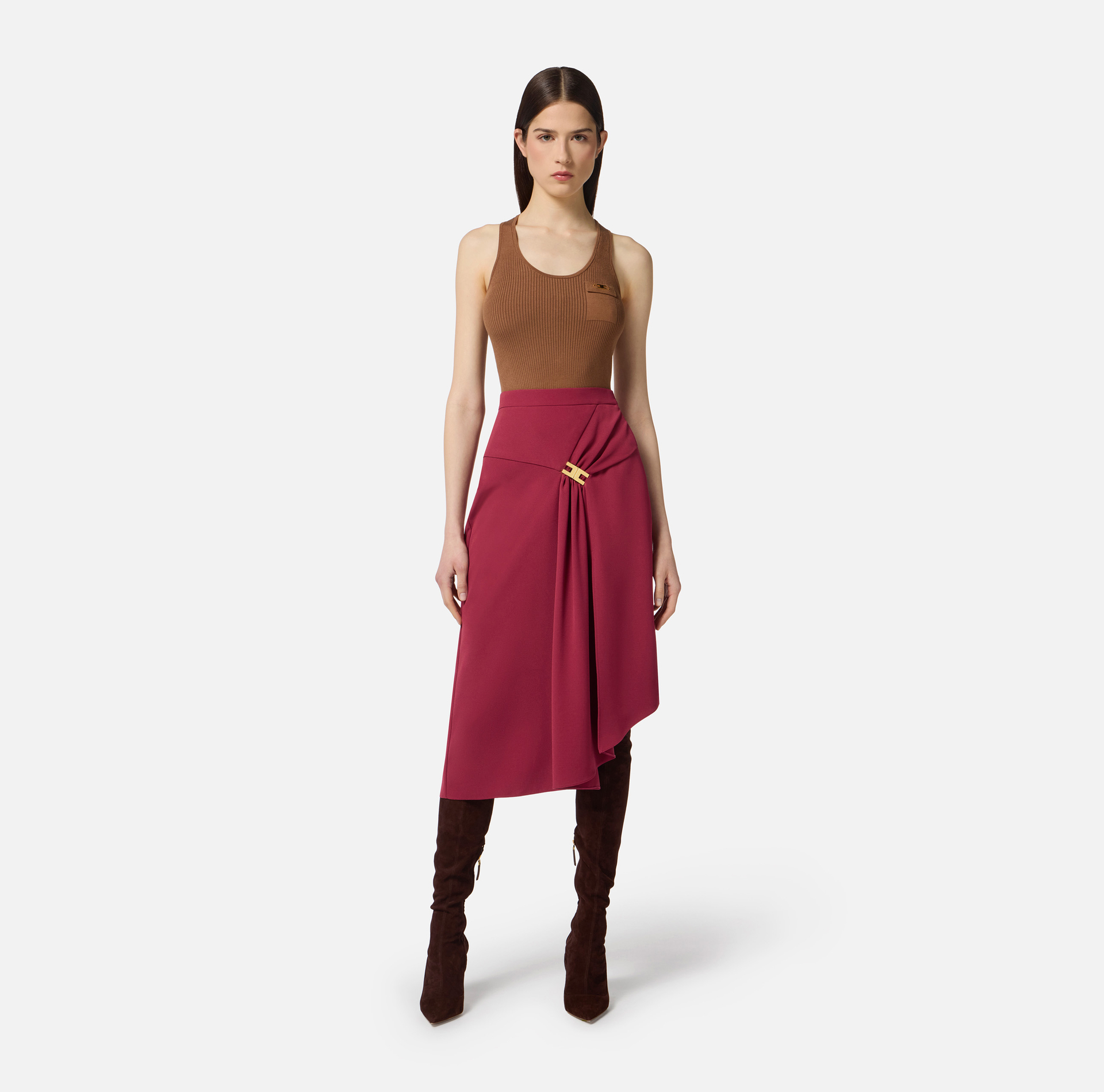Top in ribbed knit fabric with breast pocket - Elisabetta Franchi