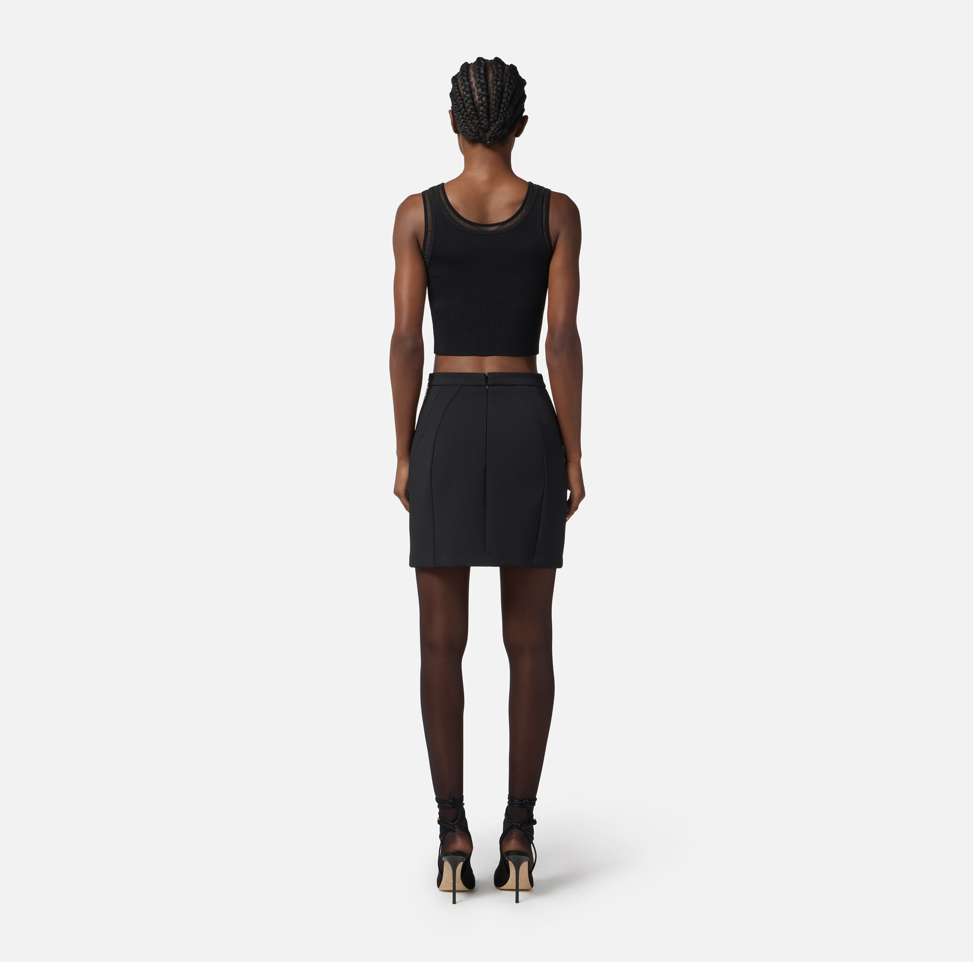 Top de punto canalé con logotipo joya - Elisabetta Franchi