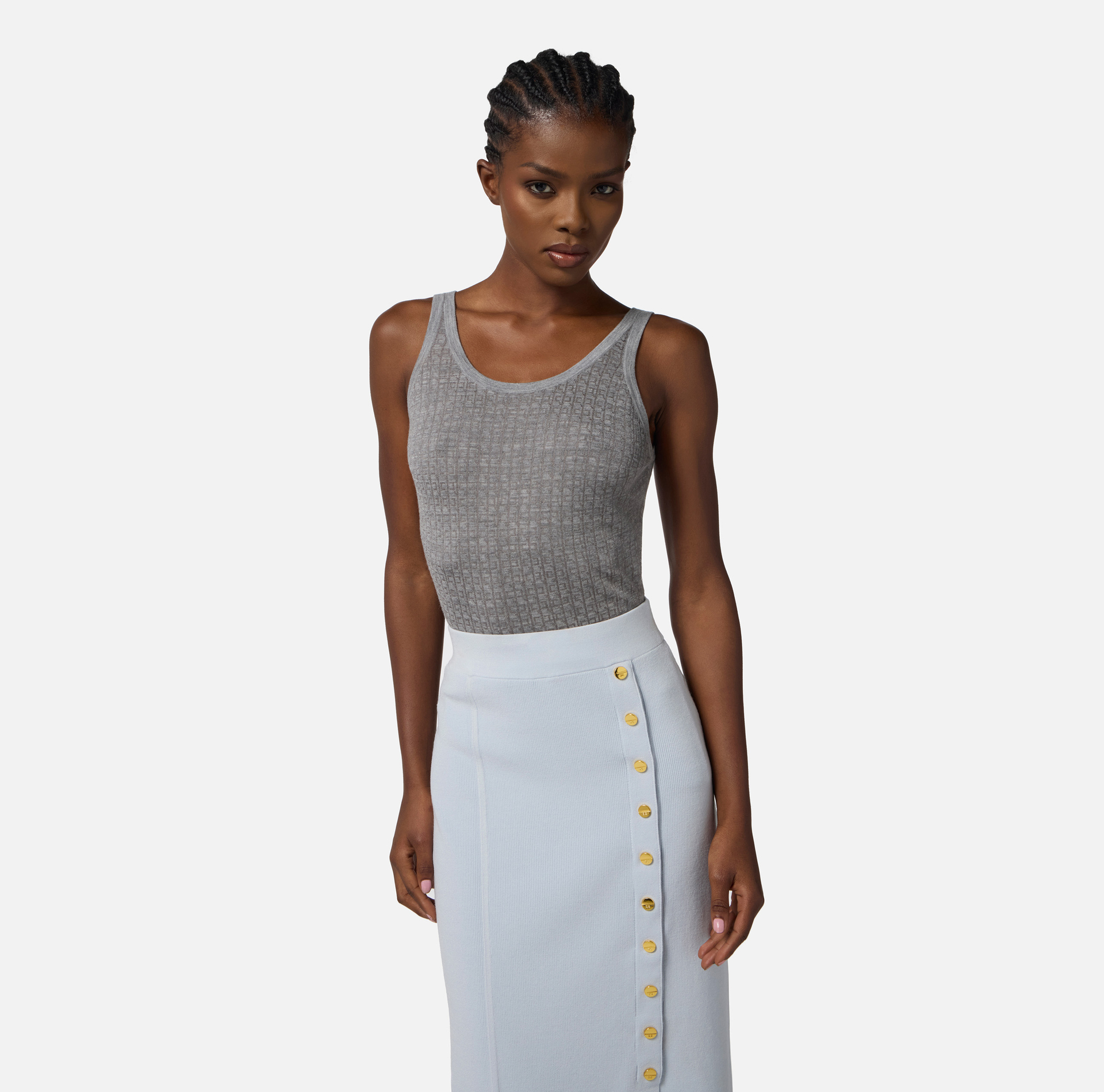 Top aus Wolle mit Mikro-Jacquard-Logo - Elisabetta Franchi