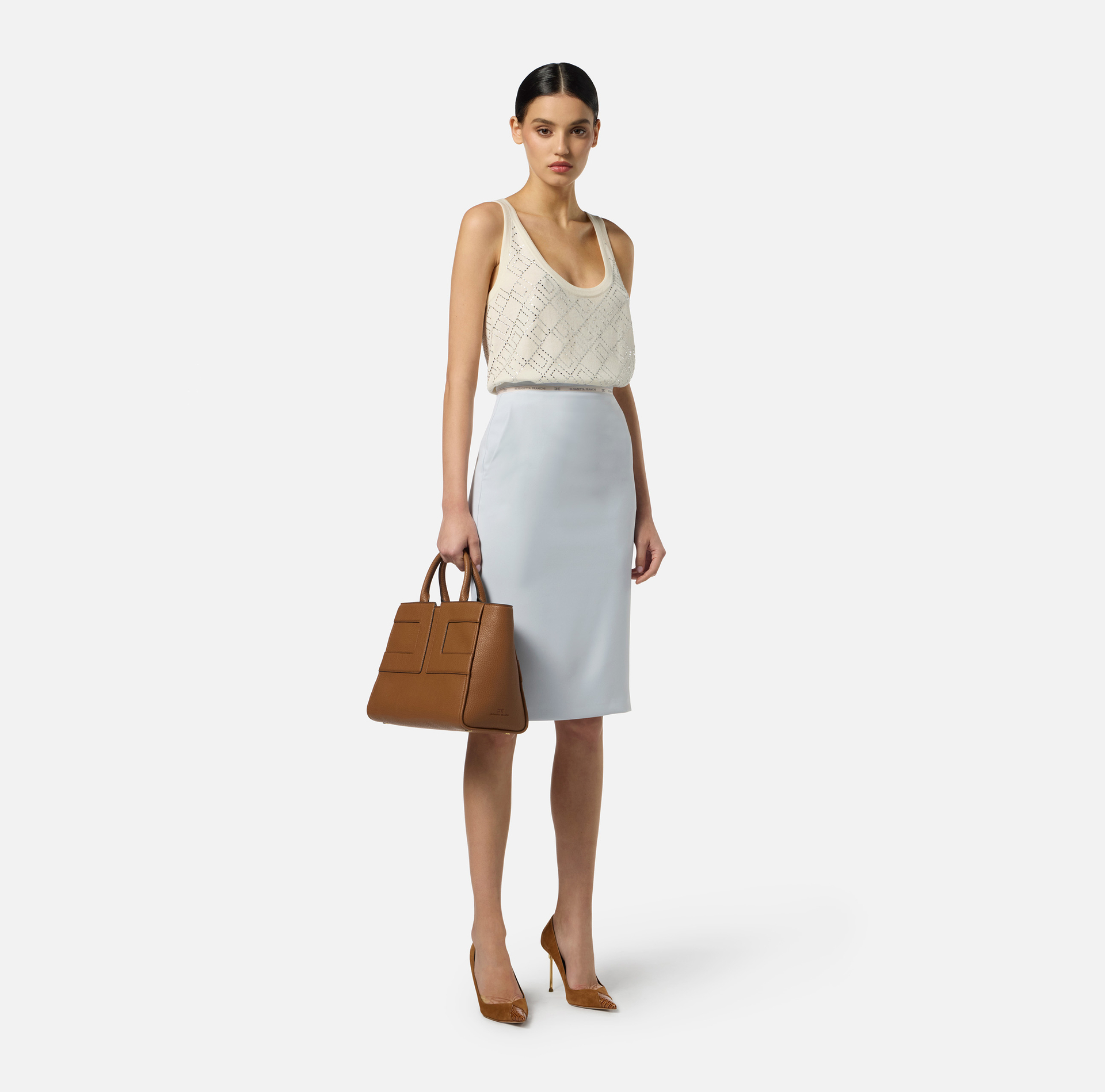 Top de lana lisa con cristales - Elisabetta Franchi
