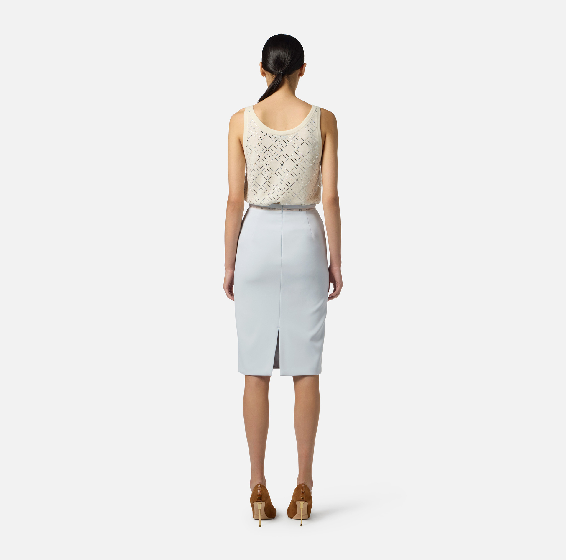 Top de lana lisa con cristales - Elisabetta Franchi