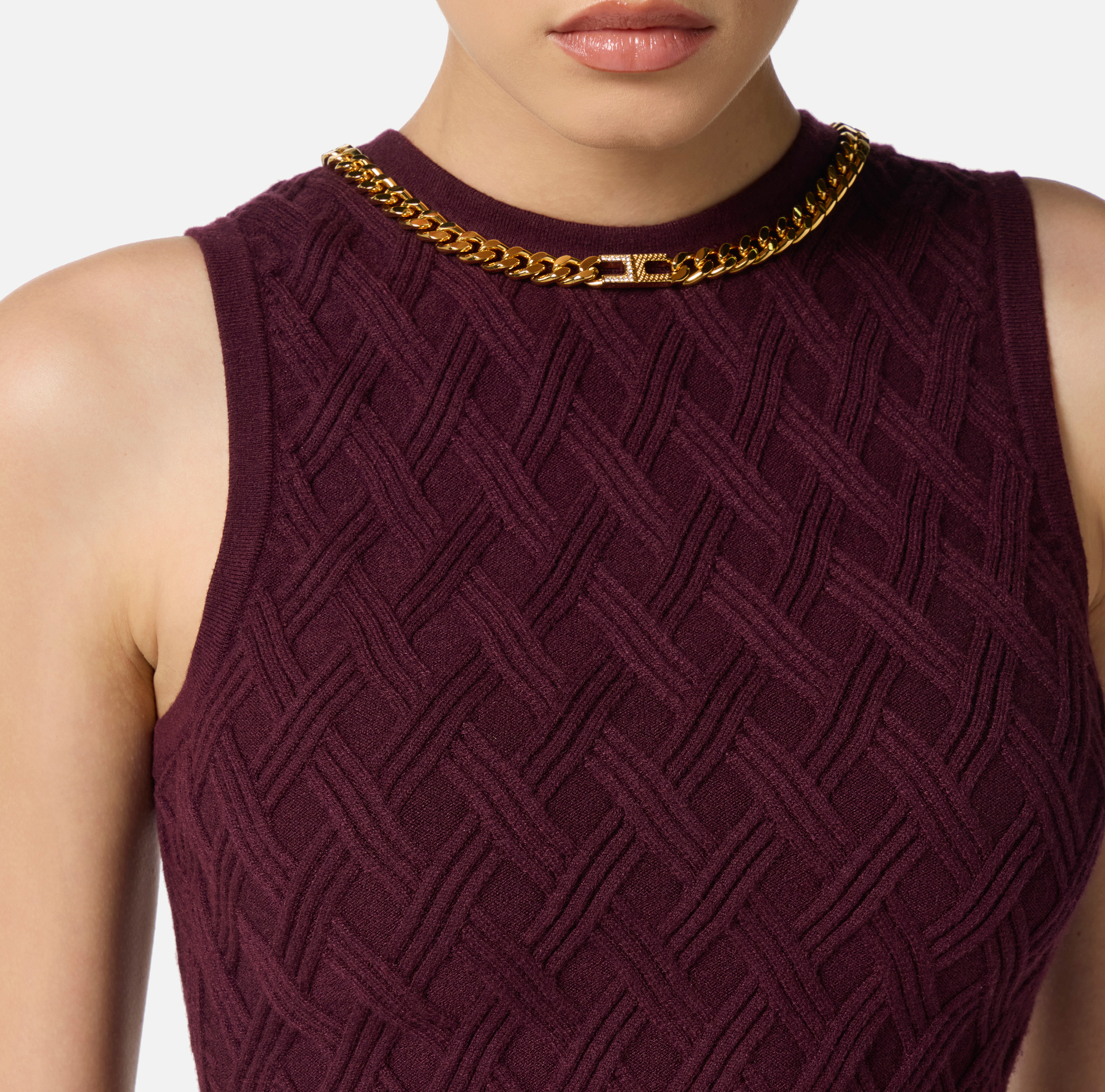 Top in maglia a rombi con dettaglio gioiello - Elisabetta Franchi