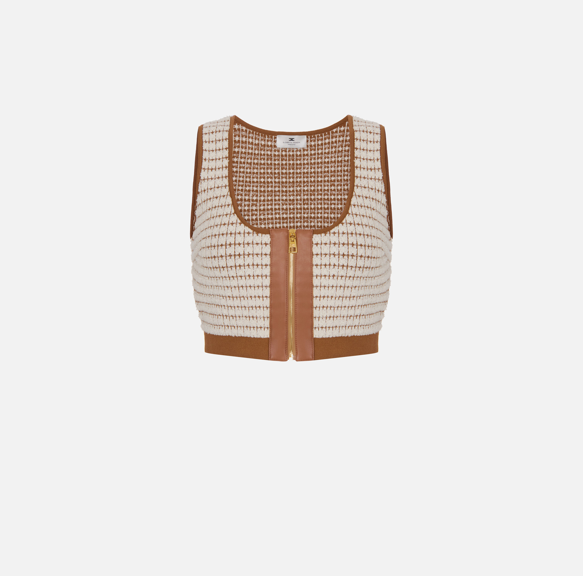 Top in ciniglia con punto waffle