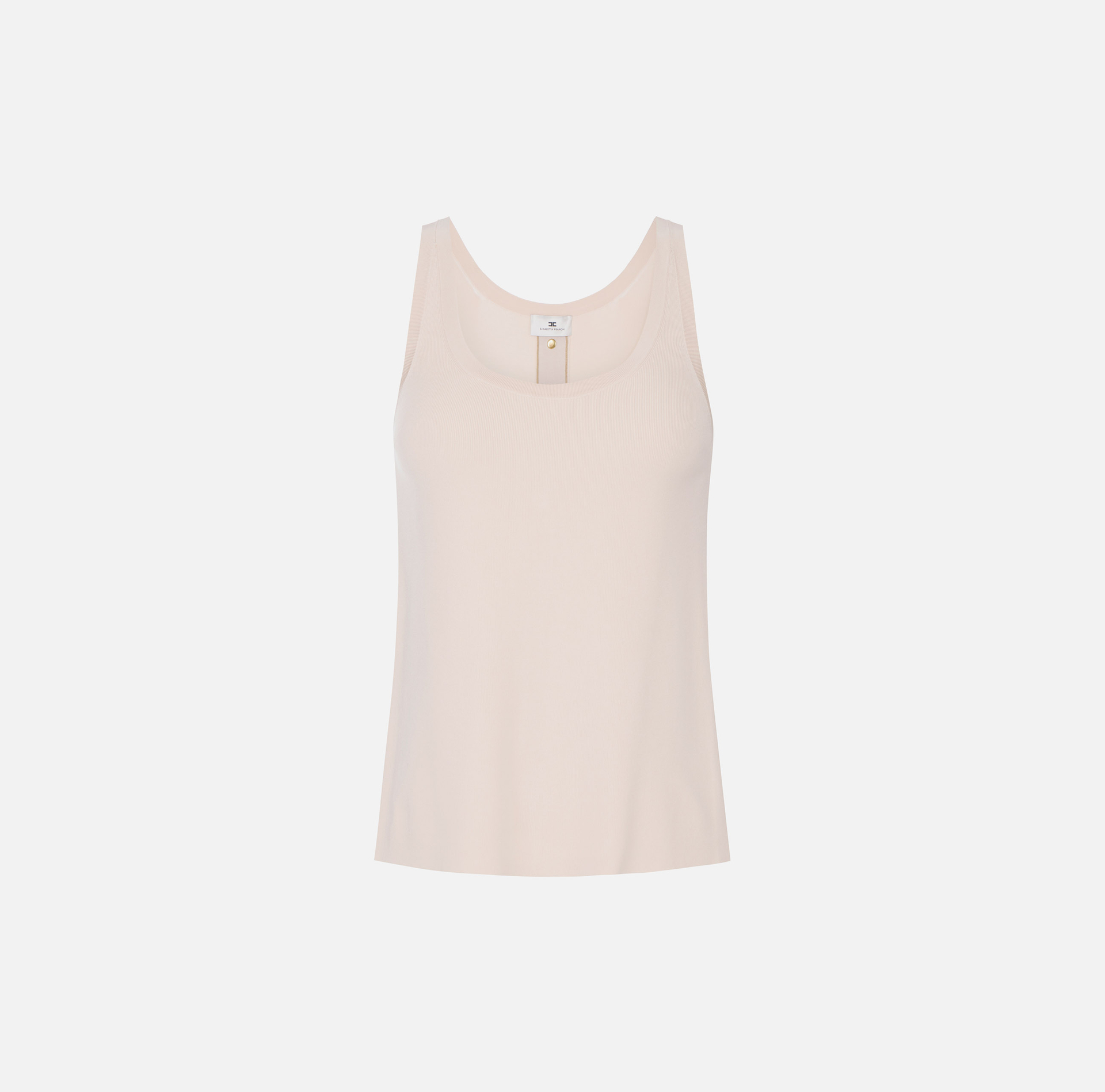 Knit fabric top with shiny viscose bands - Elisabetta Franchi