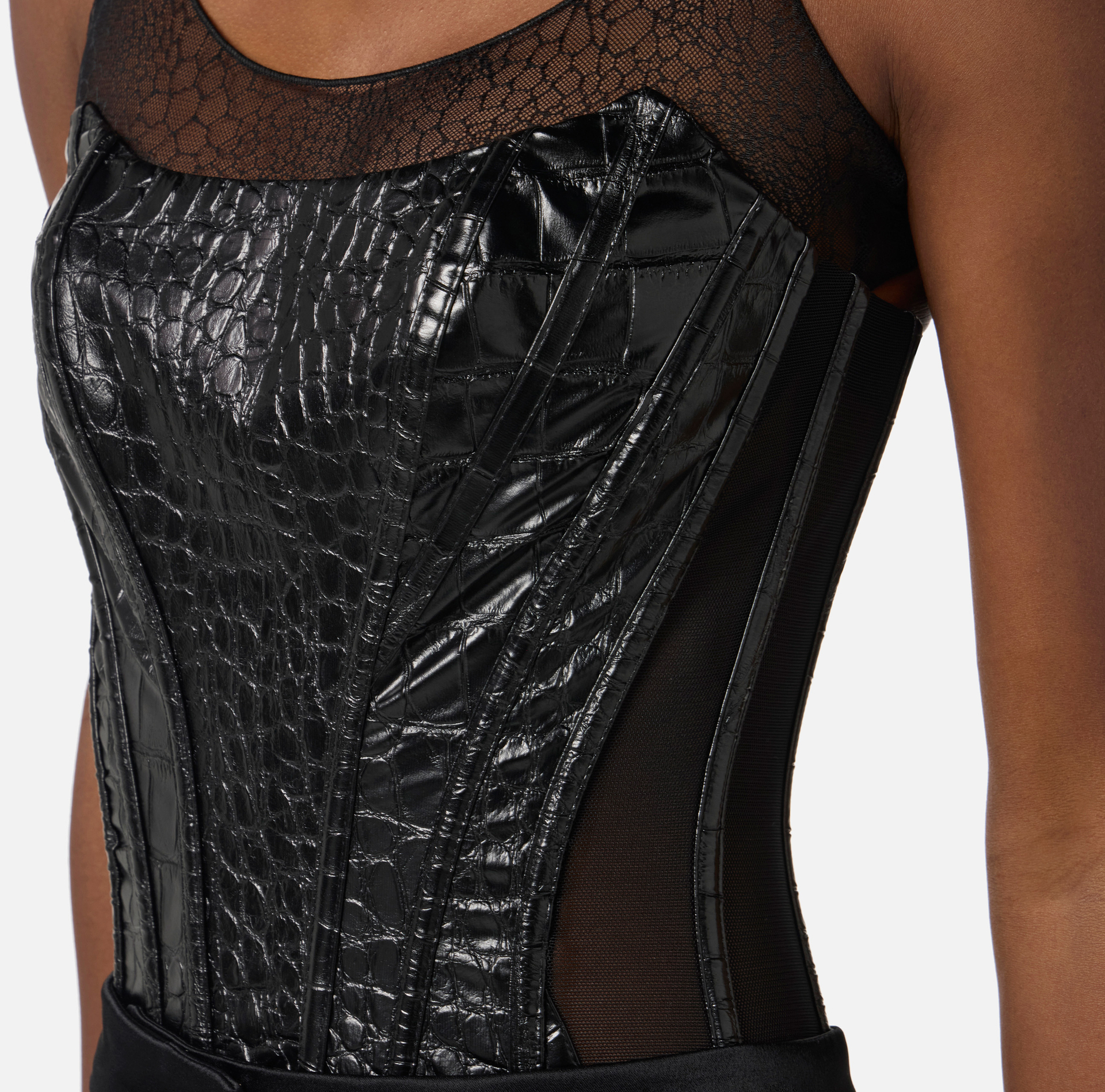 Top con texture stampa cocco e tulle - Elisabetta Franchi