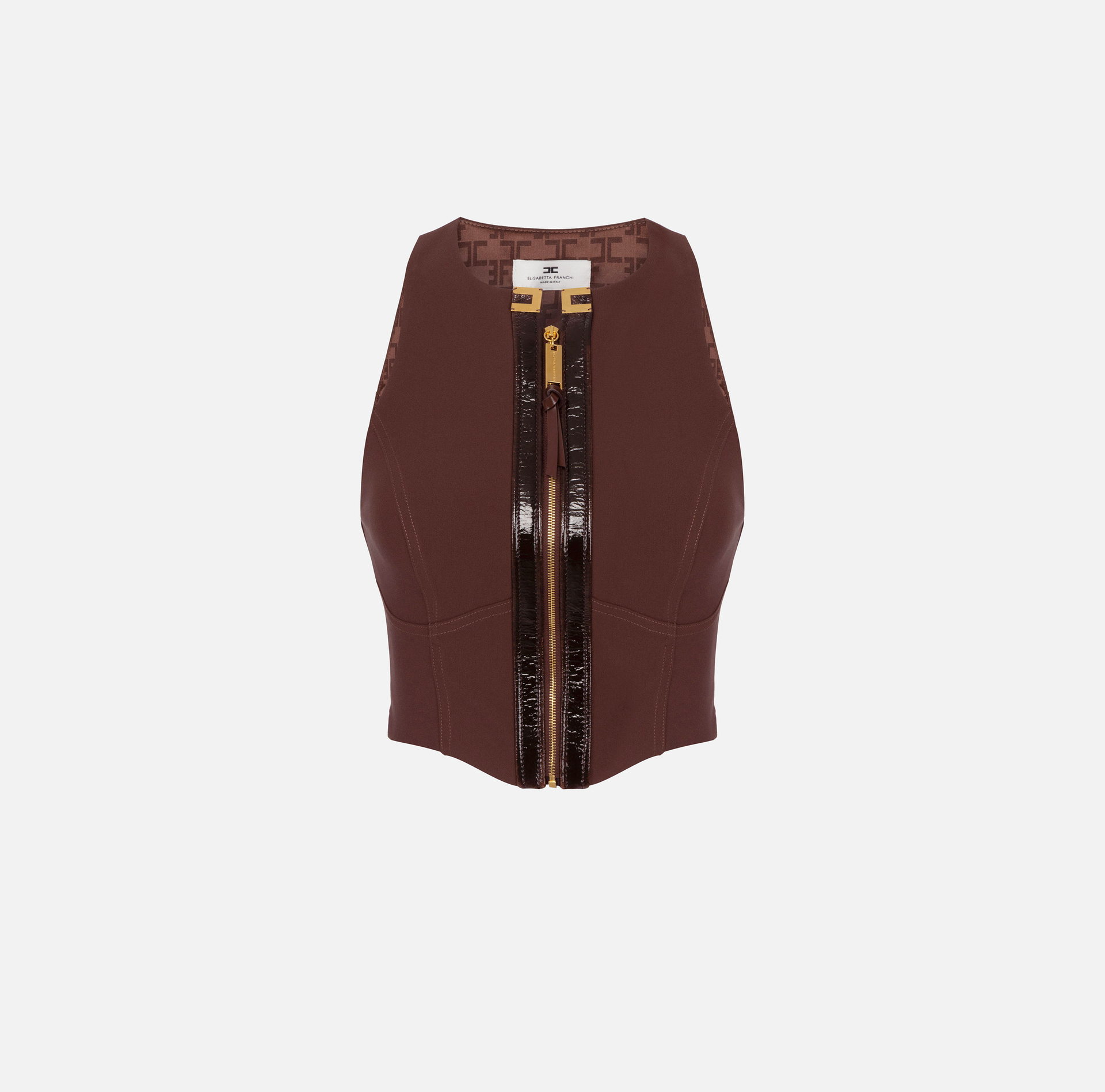 Top de doble crepé con detalles craquelé - Elisabetta Franchi