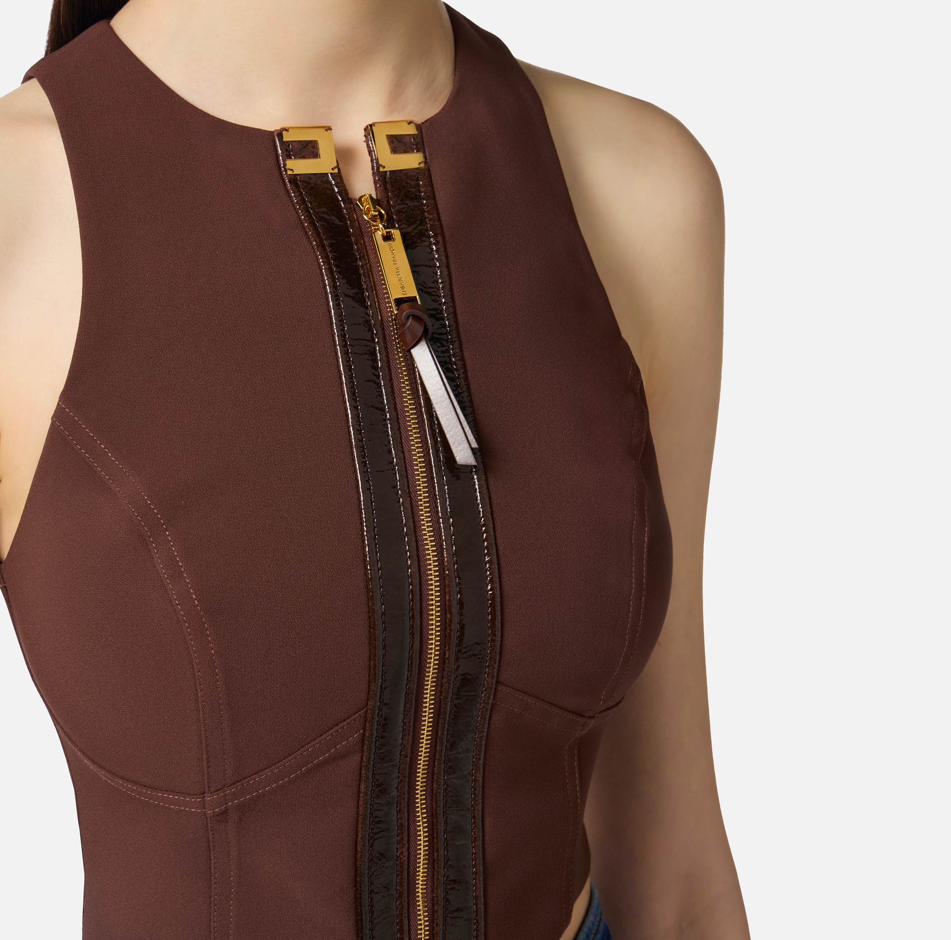 Top de doble crepé con detalles craquelé - Elisabetta Franchi