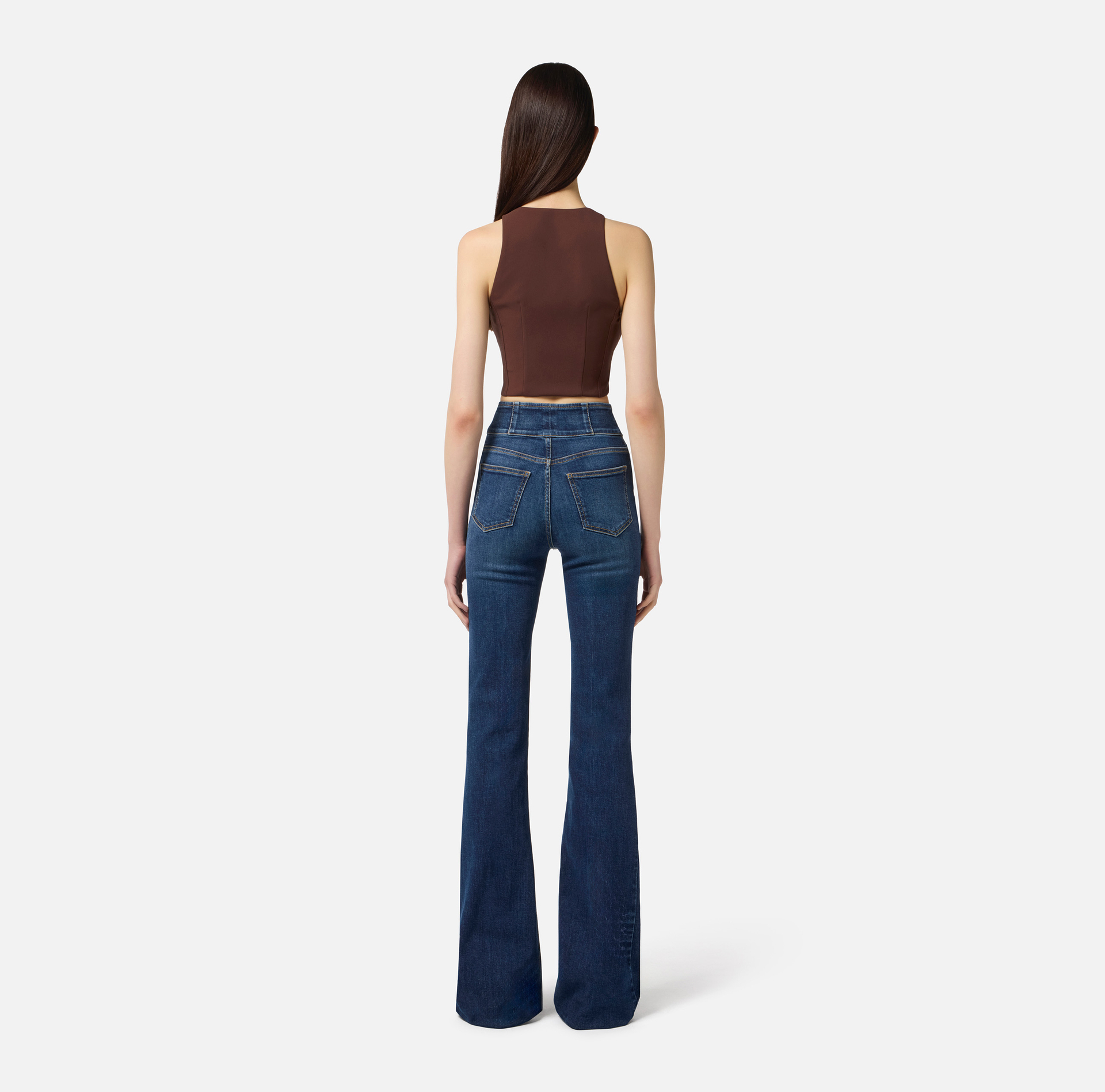 Top de doble crepé con detalles craquelé - Elisabetta Franchi