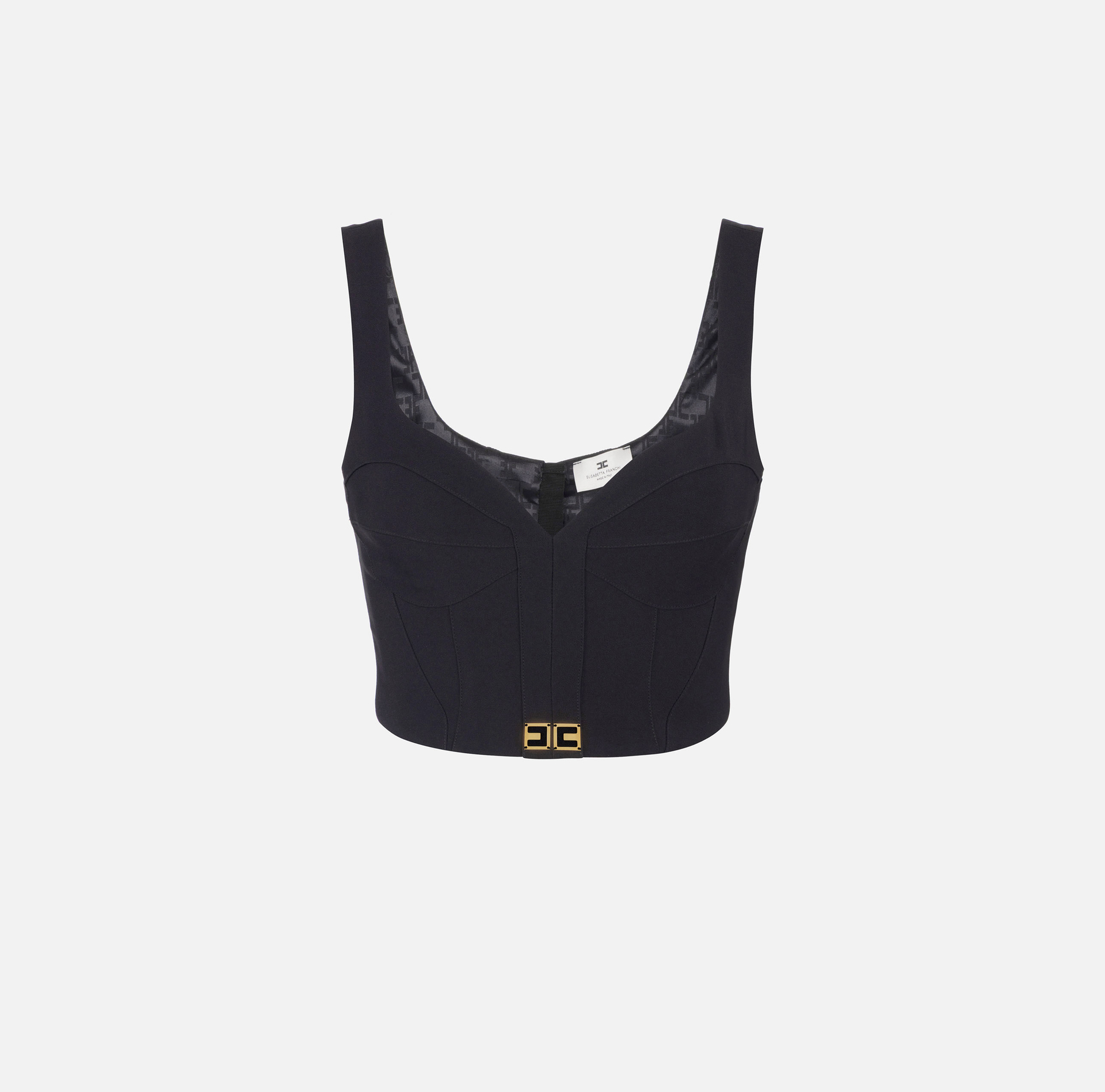 Top in lightweight crêpe fabric with logo details - Elisabetta Franchi