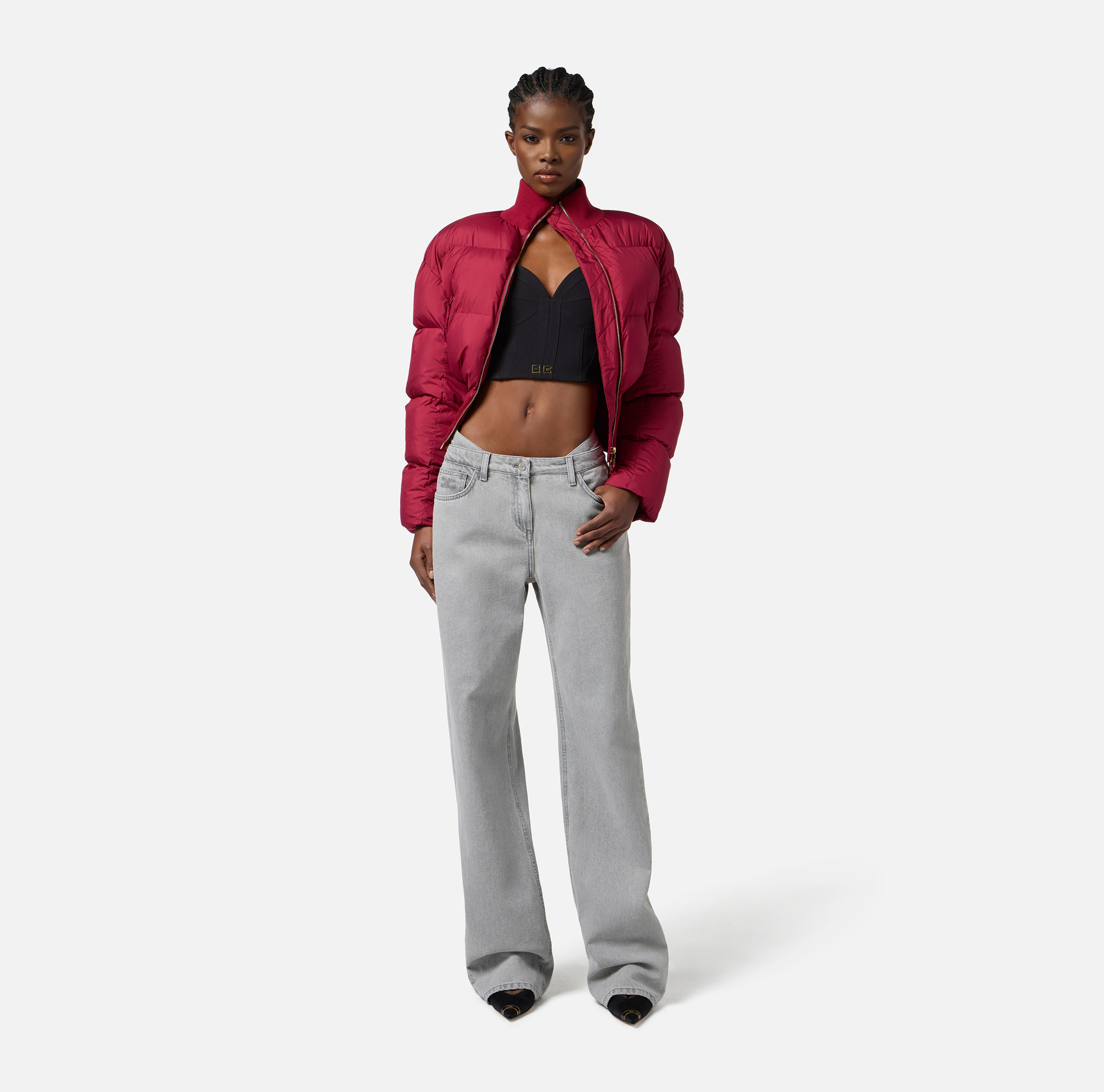 Top in lightweight crêpe fabric with logo details - Elisabetta Franchi