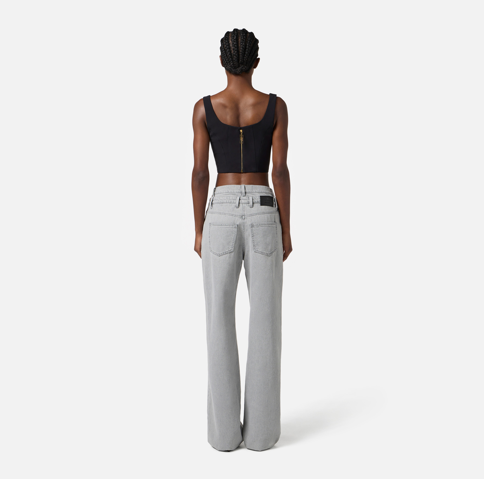 Top in lightweight crêpe fabric with logo details - Elisabetta Franchi