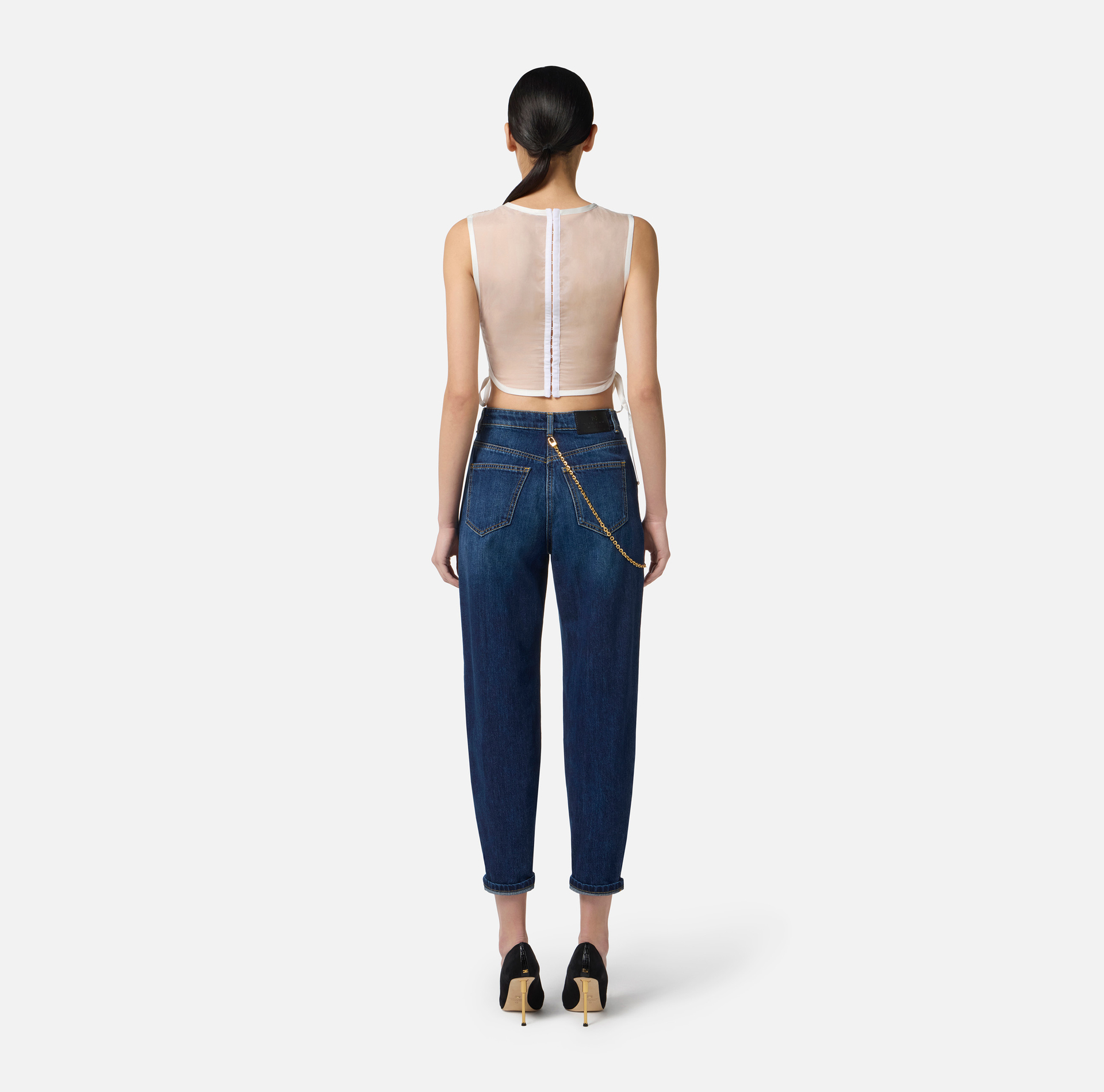 Plastron en organdi avec cristaux - Elisabetta Franchi