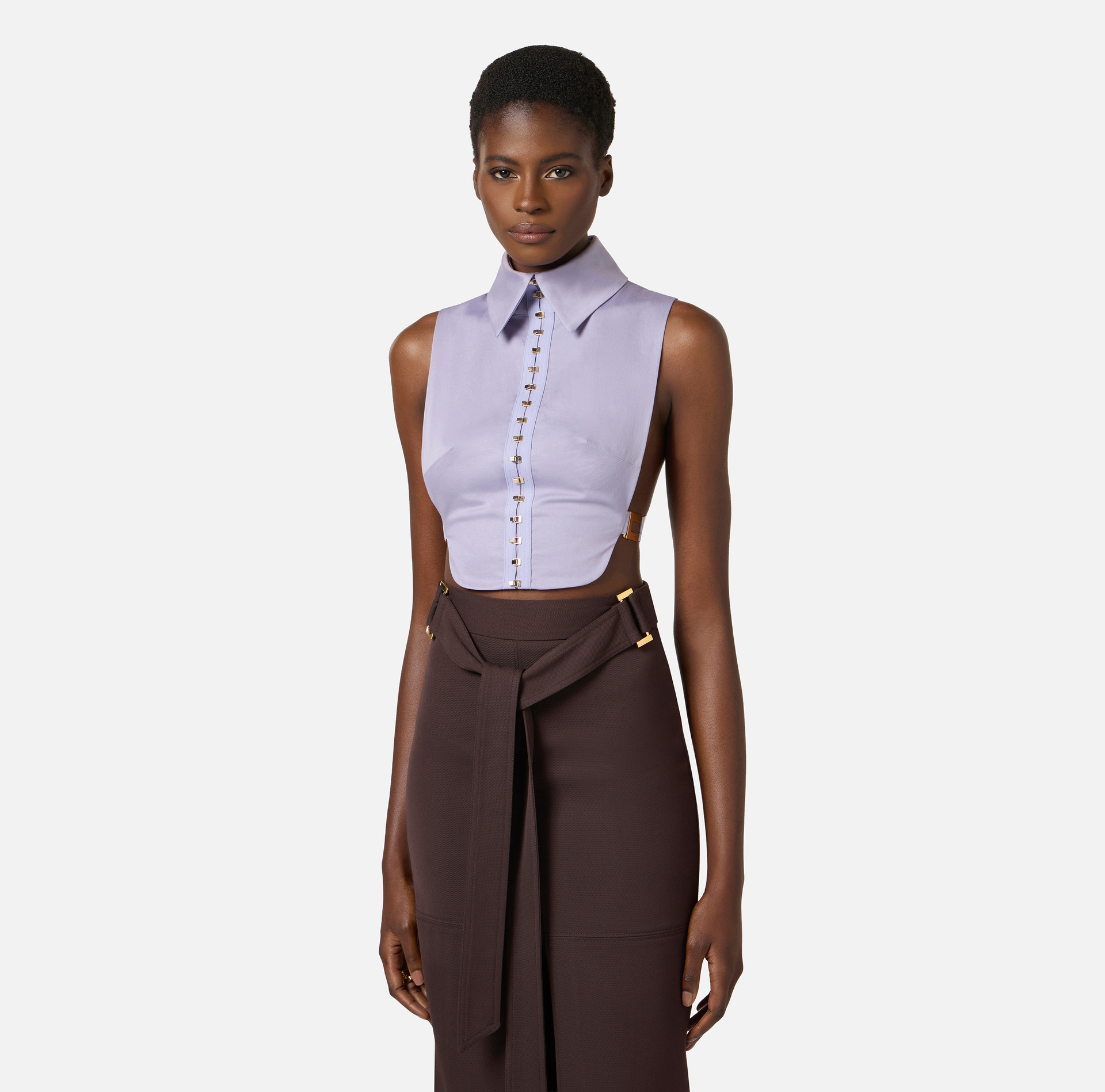 Gors z bawełny ze stretchem z elastycznymi wstawkami - Elisabetta Franchi