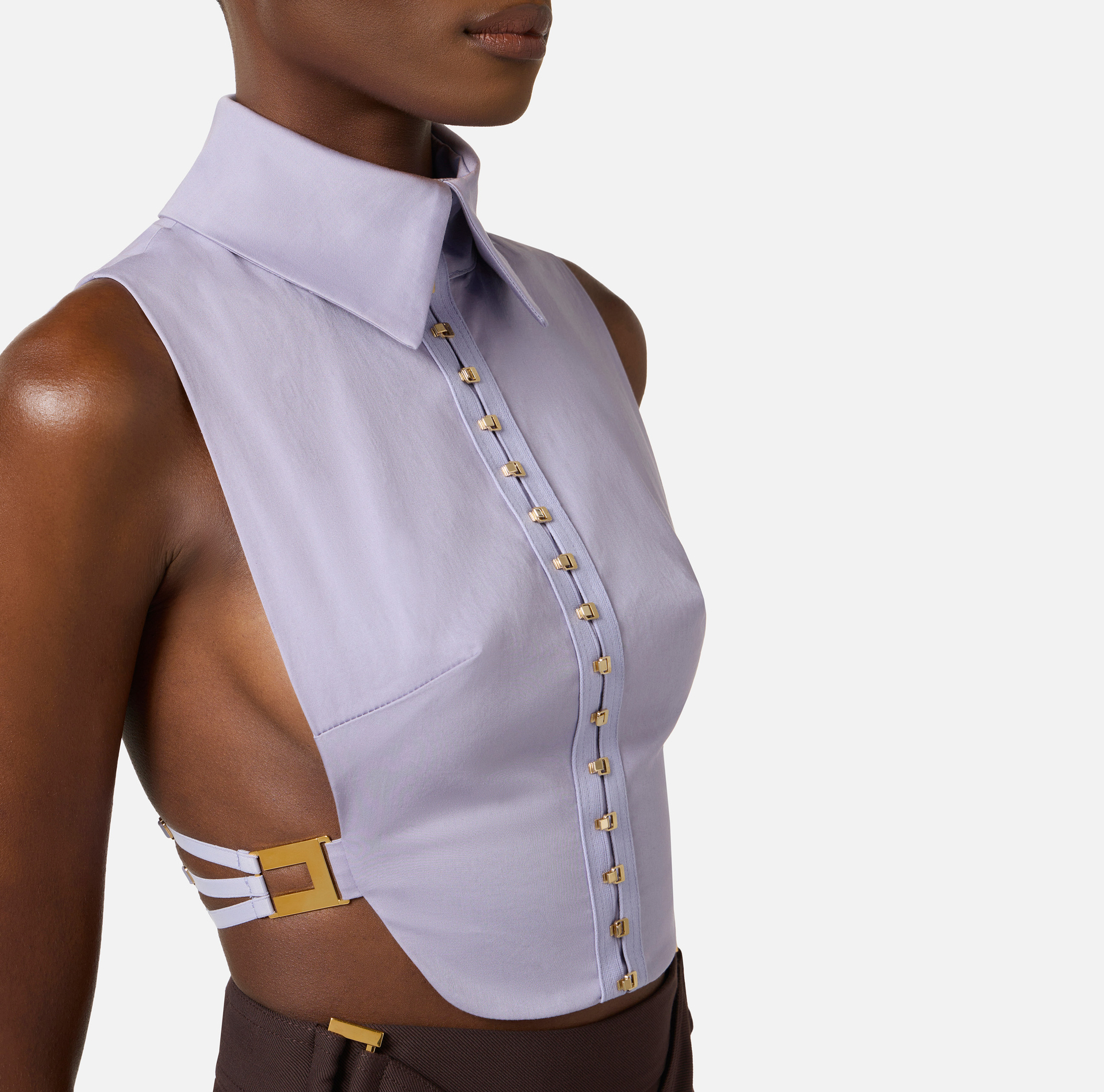 Gors z bawełny ze stretchem z elastycznymi wstawkami - Elisabetta Franchi