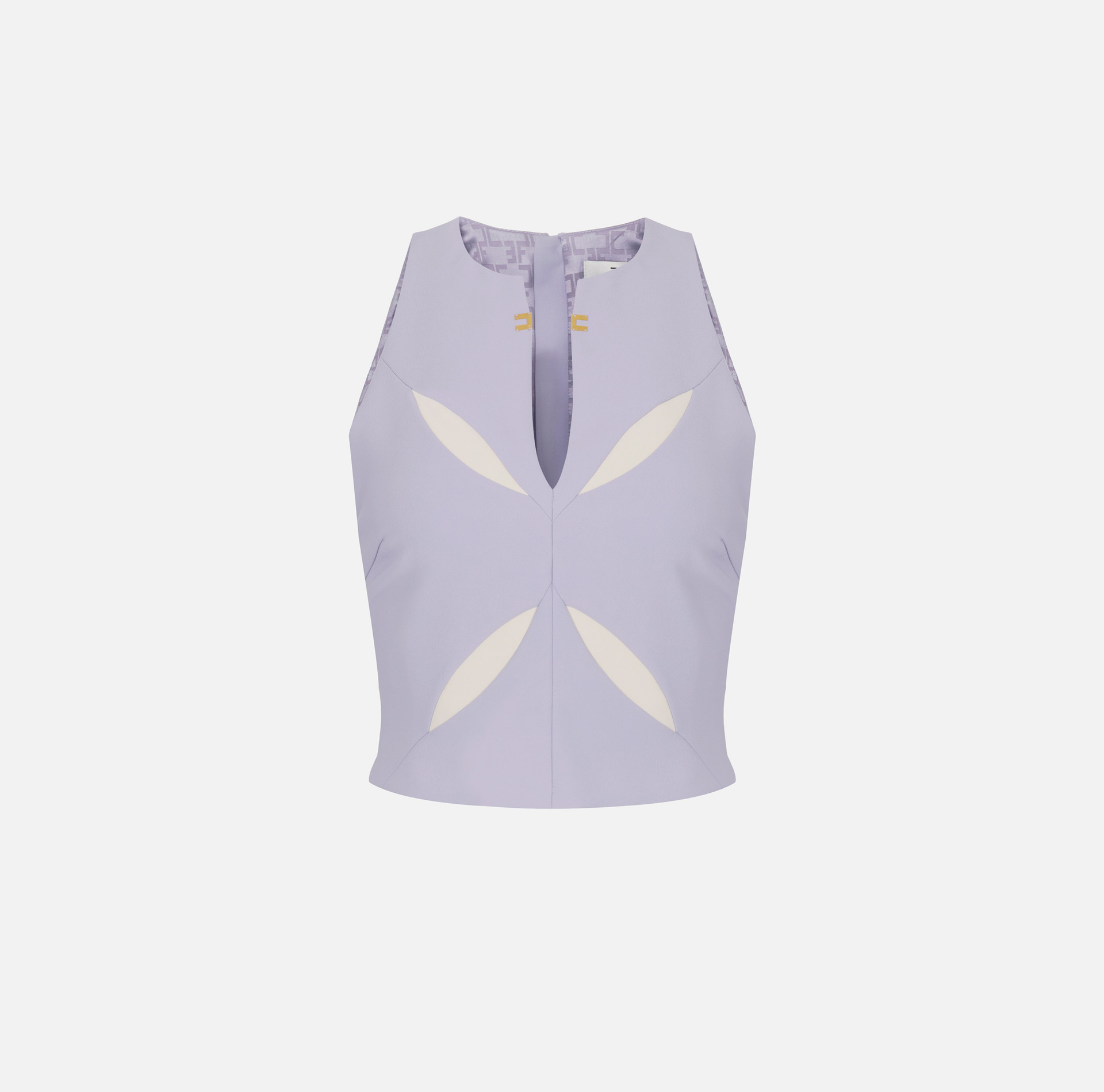 Top in crêpe leggero con cut-out bicolore