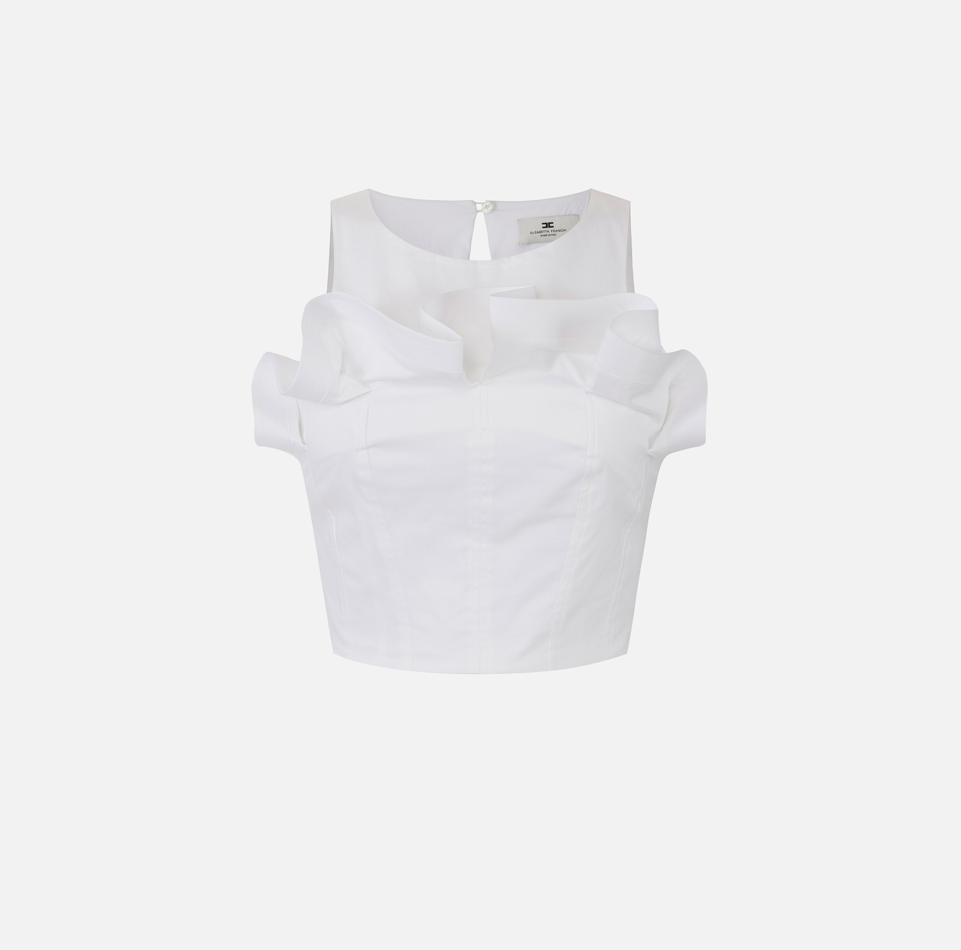 Top in cotone stretch con balza