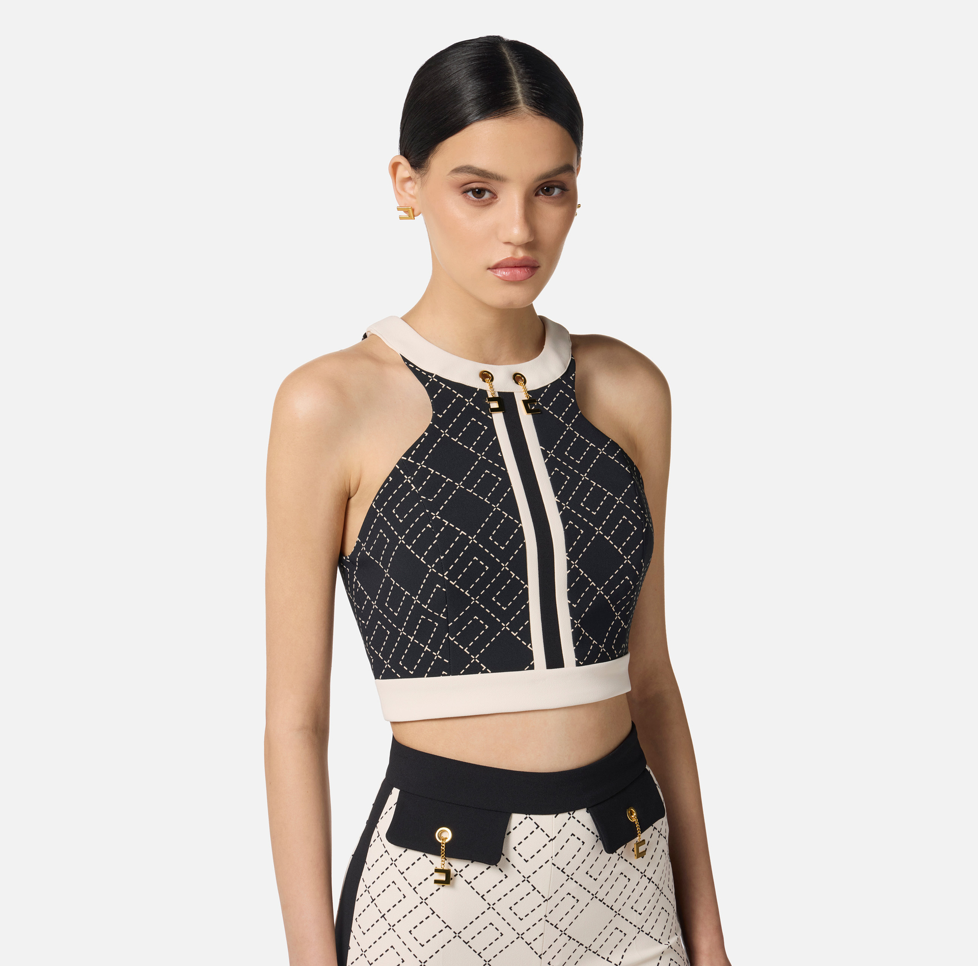 Top bicolor de doble crepé - Elisabetta Franchi