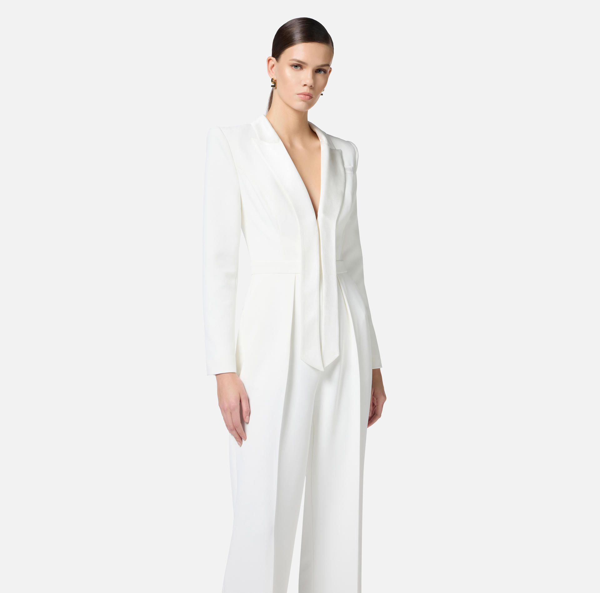 Crêpe tuxedo jumpsuit with satin lapels - Elisabetta Franchi
