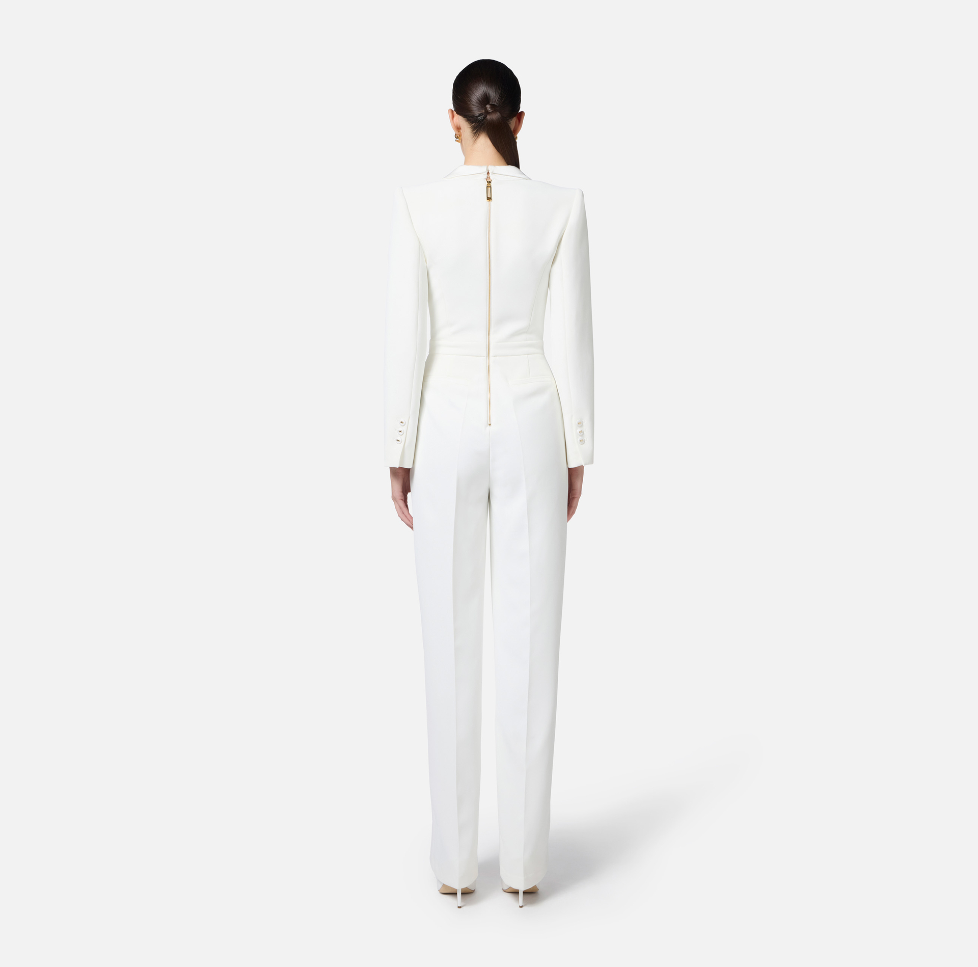 Crêpe tuxedo jumpsuit with satin lapels - Elisabetta Franchi
