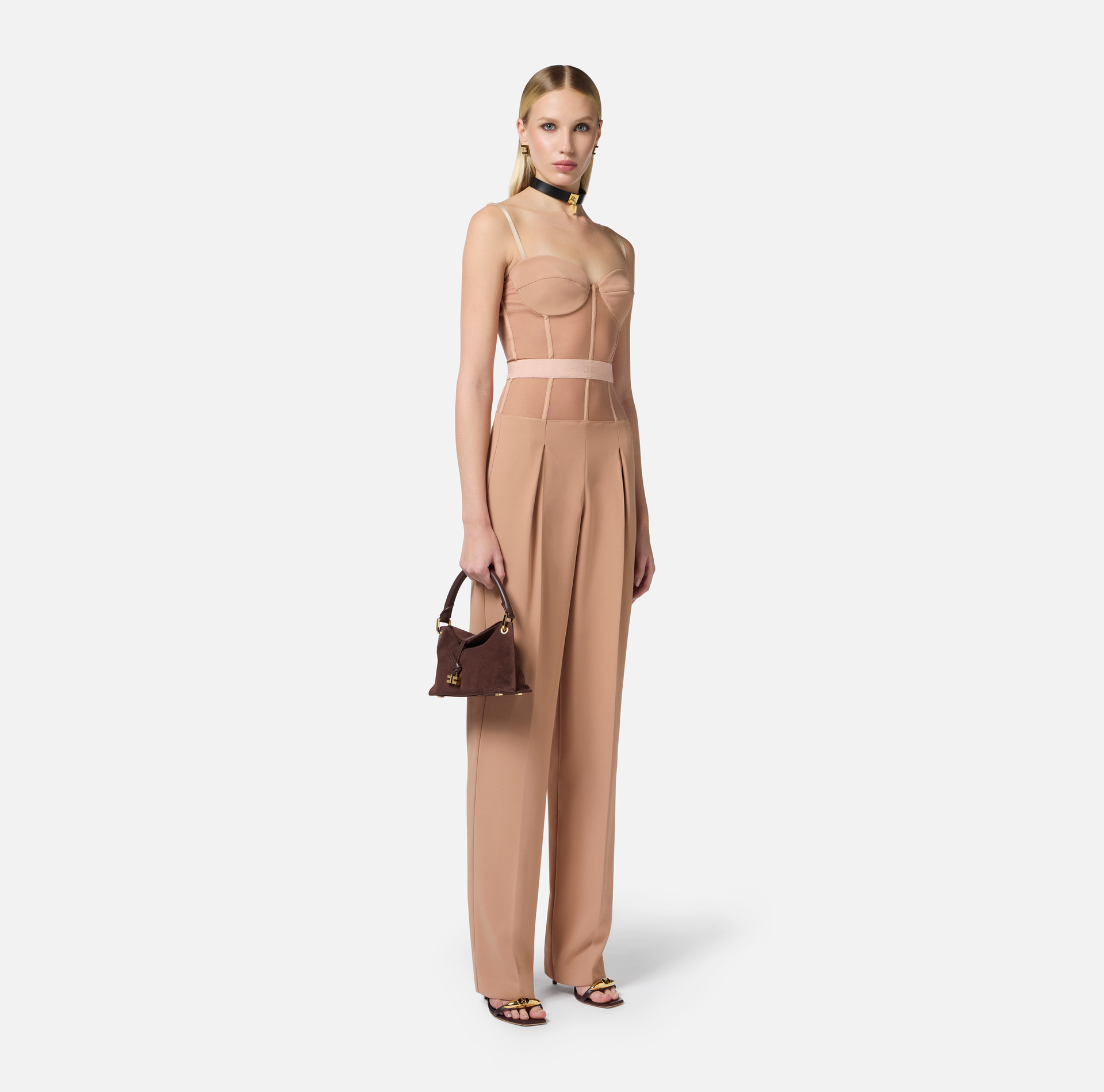 Jumpsuit in crêpe and tulle fabrics - Elisabetta Franchi